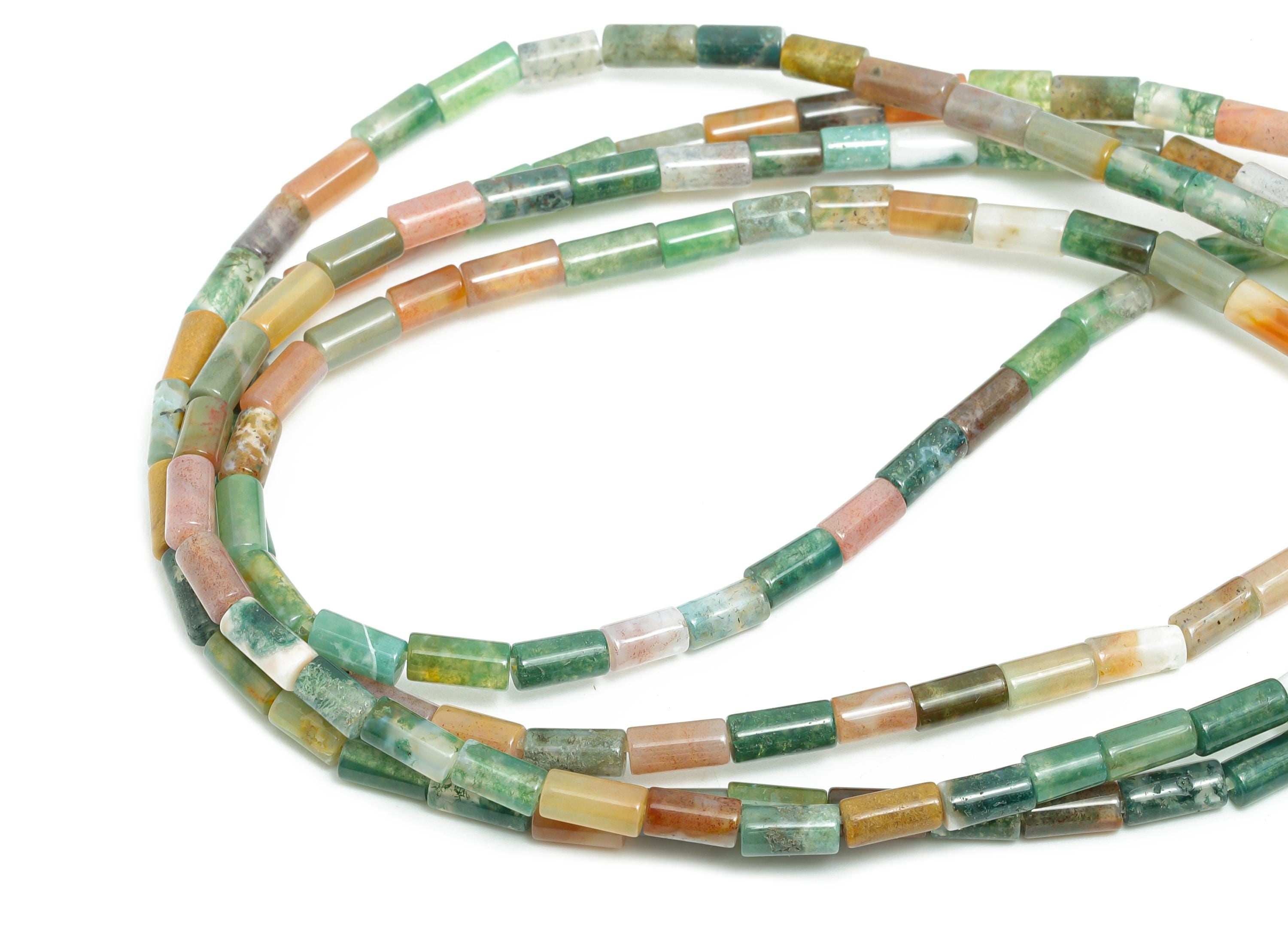 6x3mm Indian Agate Natural Stone - Cylinder Bead Stone 15.35 Inch/Strand - Cylinder Tube Gemstone Bead - Bead Craft Making - NS2975 - DOMEDBAZAAR