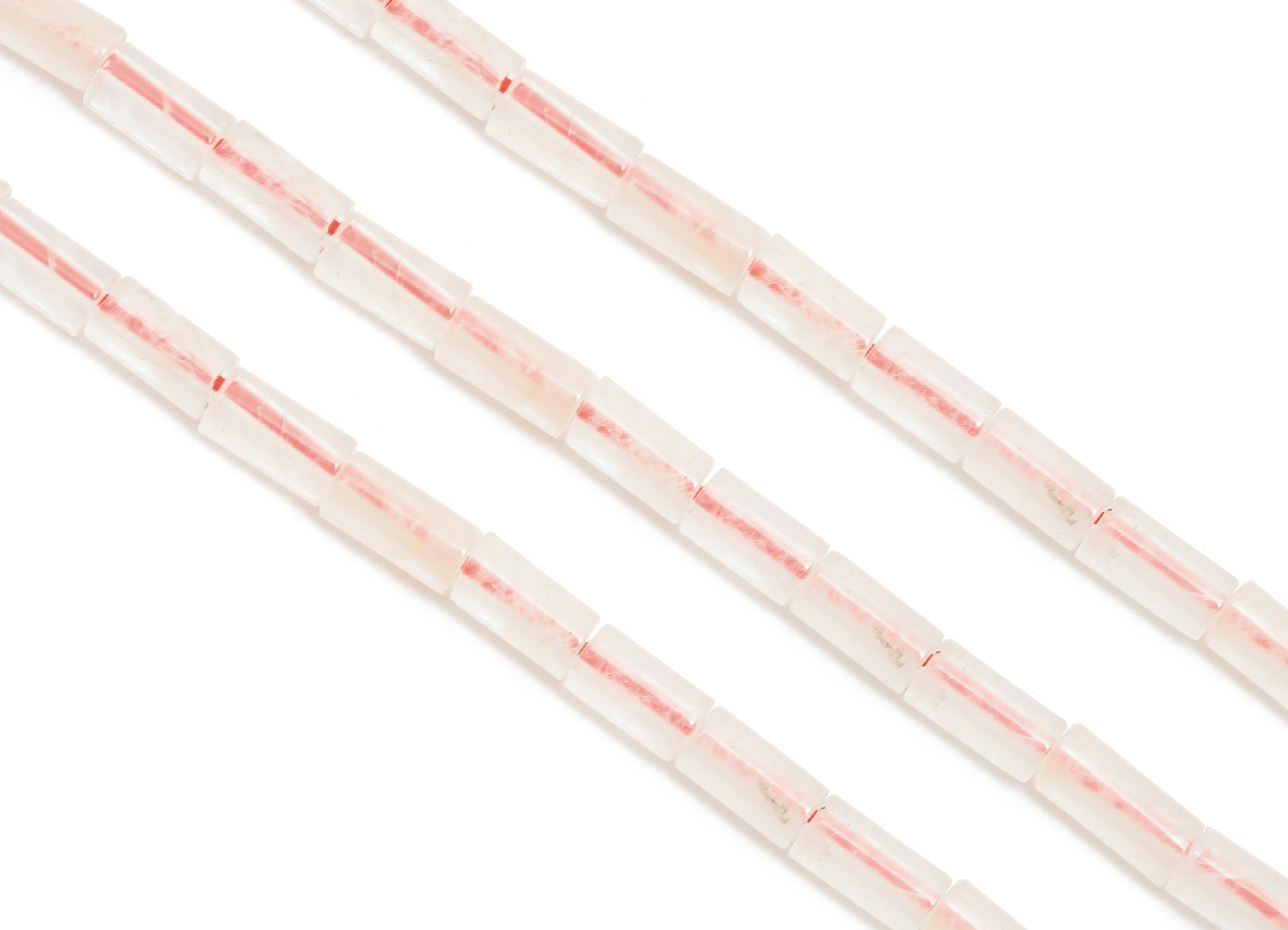 6x3mm Pink Quartz Natural Stone Beads - Cylinder Bead Stone 15.35 Inch/Strand - Cylinder Tube Stone Bead - DIY Craft Making Bead - NS2970 - DOMEDBAZAAR