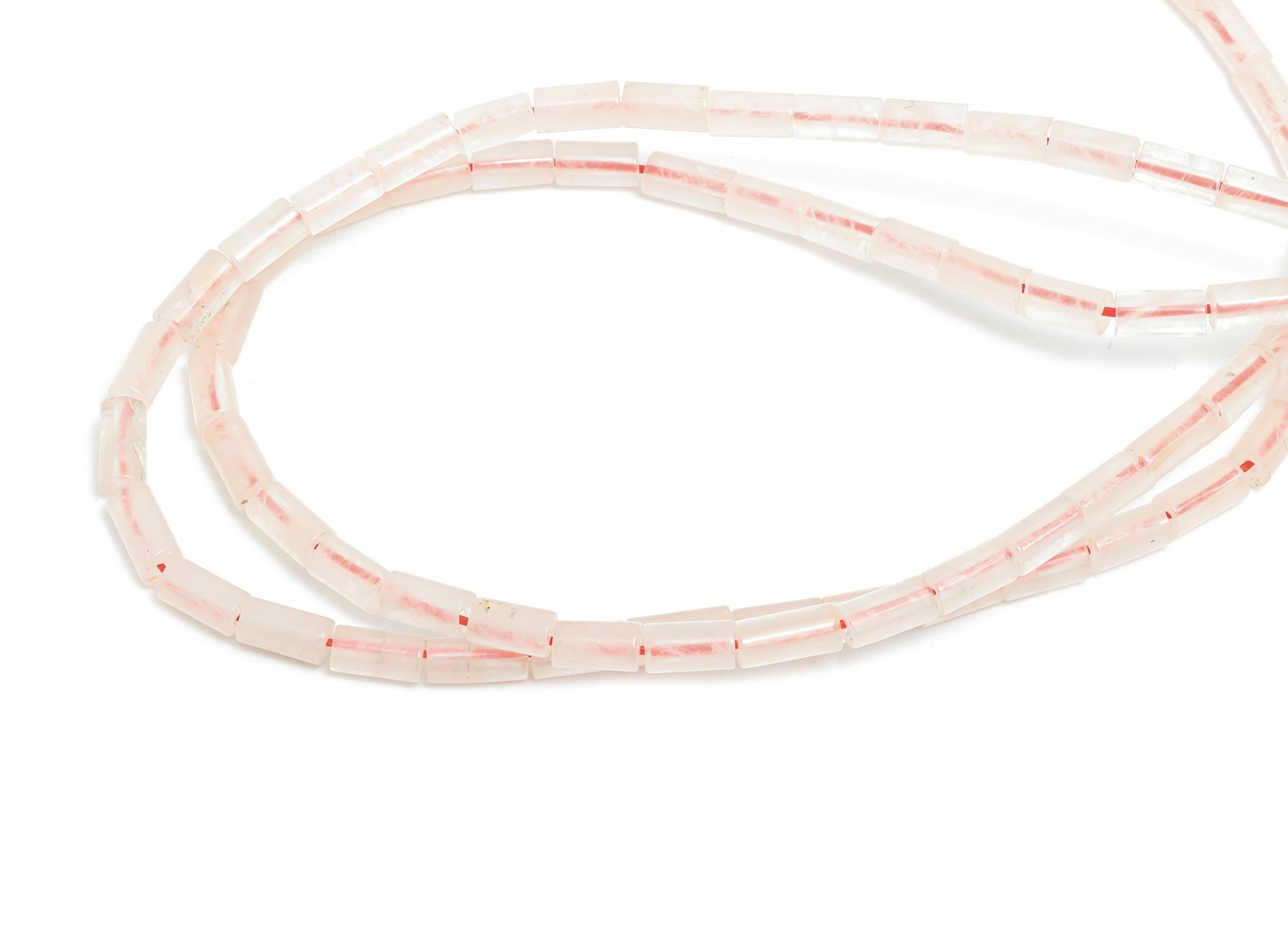 6x3mm Pink Quartz Natural Stone Beads - Cylinder Bead Stone 15.35 Inch/Strand - Cylinder Tube Stone Bead - DIY Craft Making Bead - NS2970 - DOMEDBAZAAR