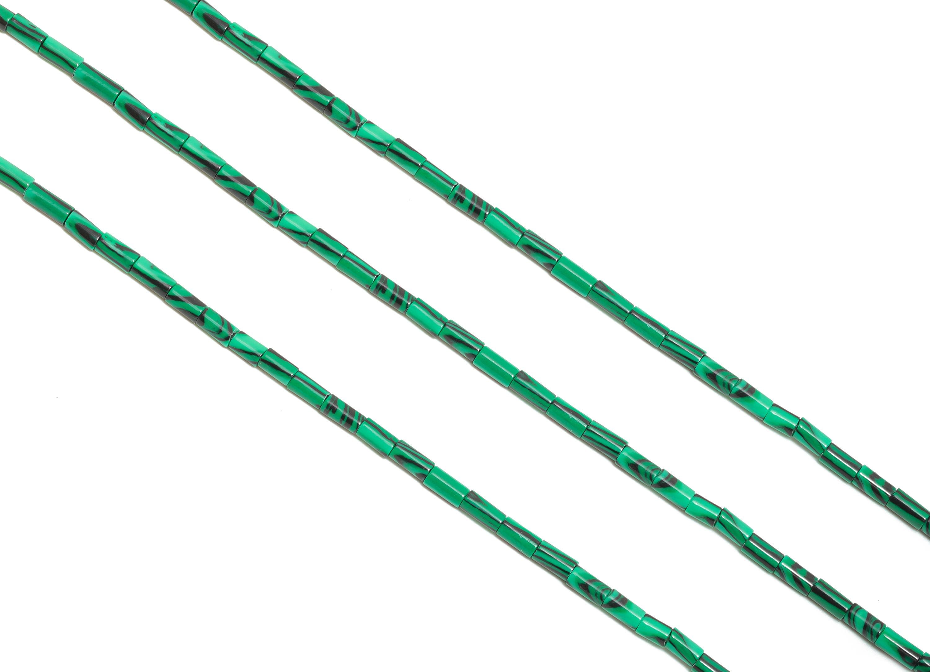 2x4mm Malachite Cylinder Bead - Cylinder Tube Malachite 15.35 Inch/Strand - Healing Stone Bead - Craft Making Bead - Stone Supplies - NS2965 - DOMEDBAZAAR
