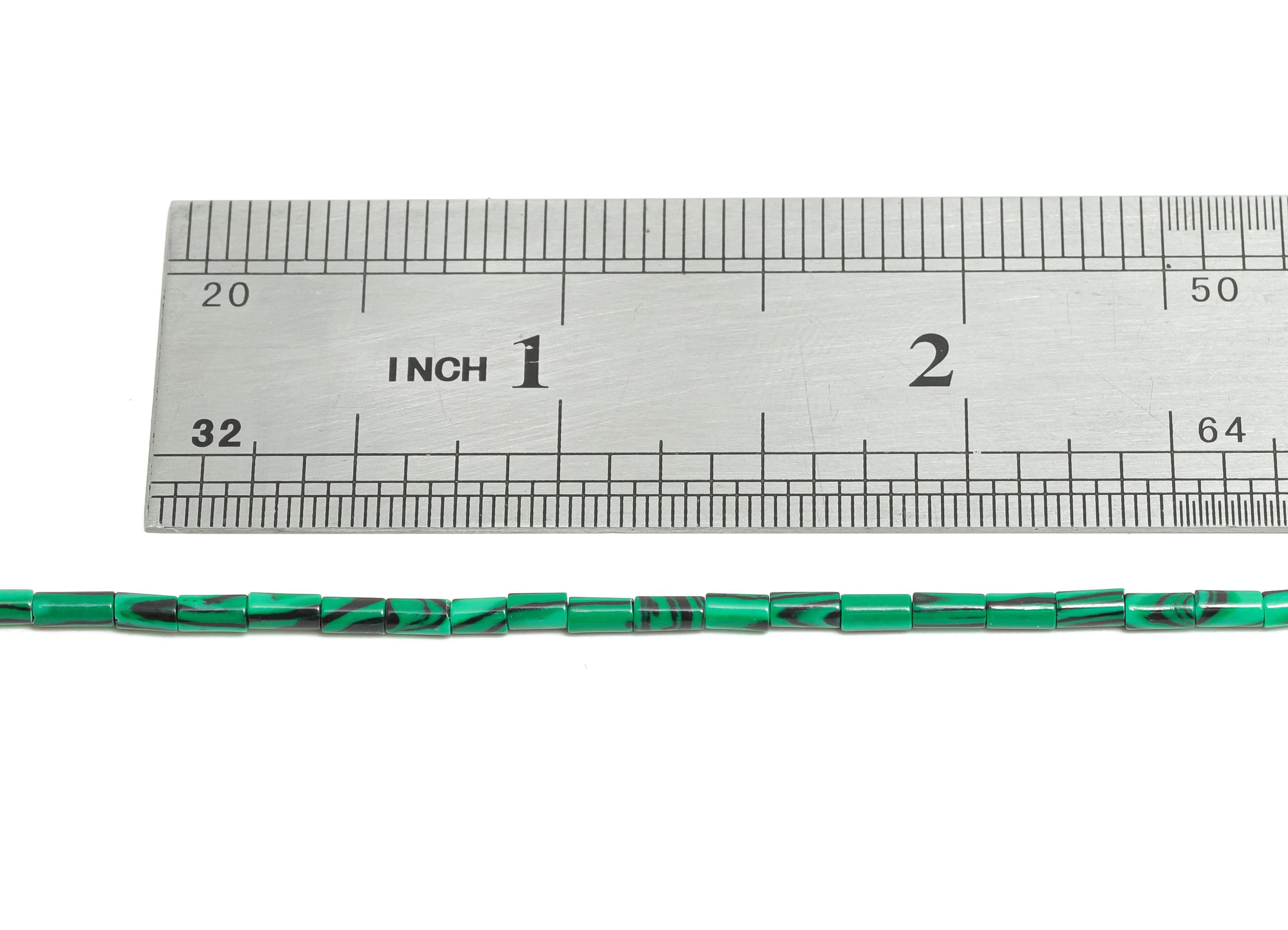 2x4mm Malachite Cylinder Bead - Cylinder Tube Malachite 15.35 Inch/Strand - Healing Stone Bead - Craft Making Bead - Stone Supplies - NS2965 - DOMEDBAZAAR