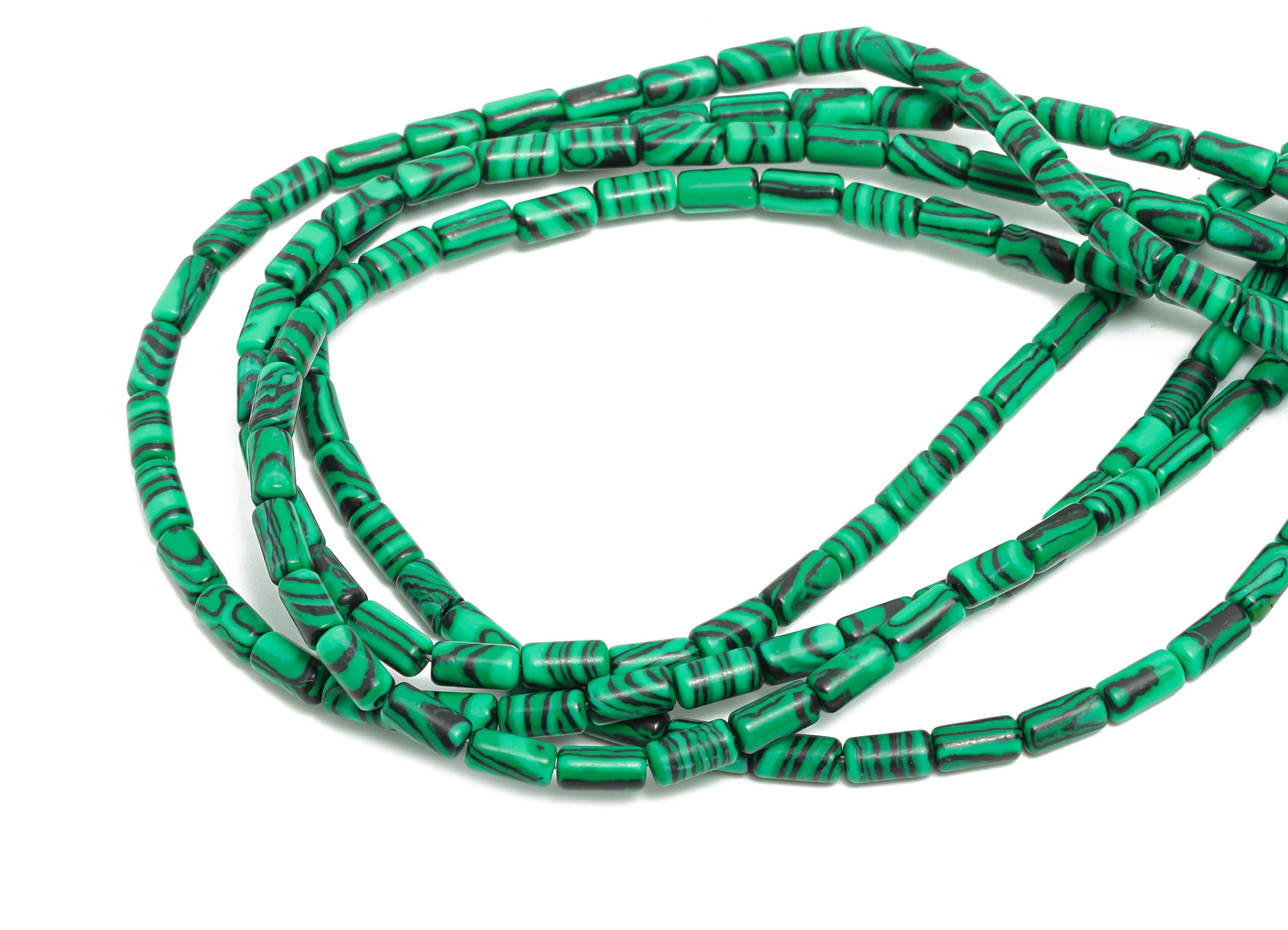 3x6mm Malachite Cylinder Bead - Cylinder Tube Malachite 15.35 Inch/Strand - Healing Stone Bead - Craft Making Bead - Stone Supplies - NS2976 - DOMEDBAZAAR