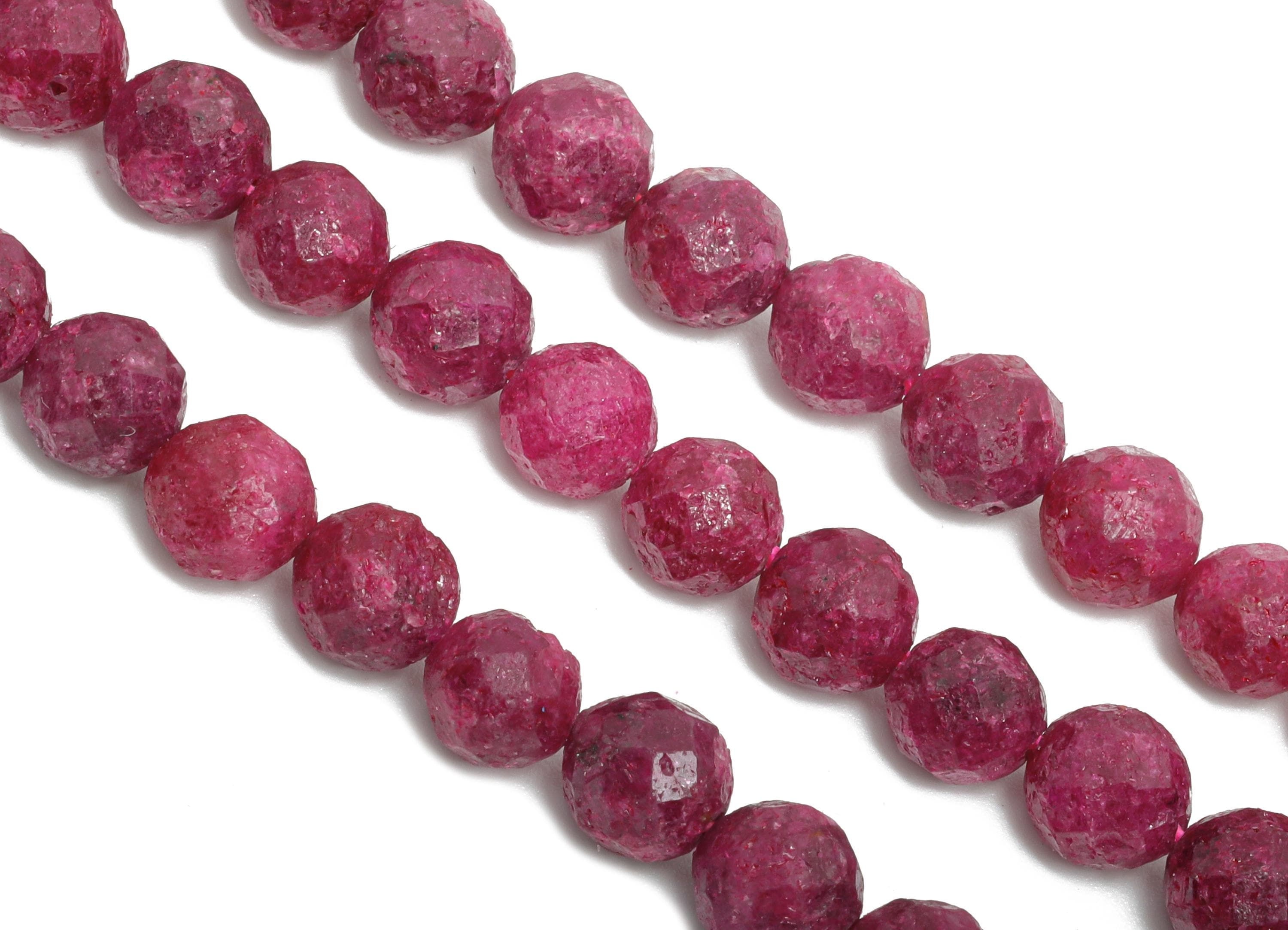 6mm Ruby Natural Stone Bead - Faceted Round Ruby 15.5 inch /Strand - Crafting Gemstone Bead - Healing Stone Bead - Bead Craft Making -NS2443 - DOMEDBAZAAR