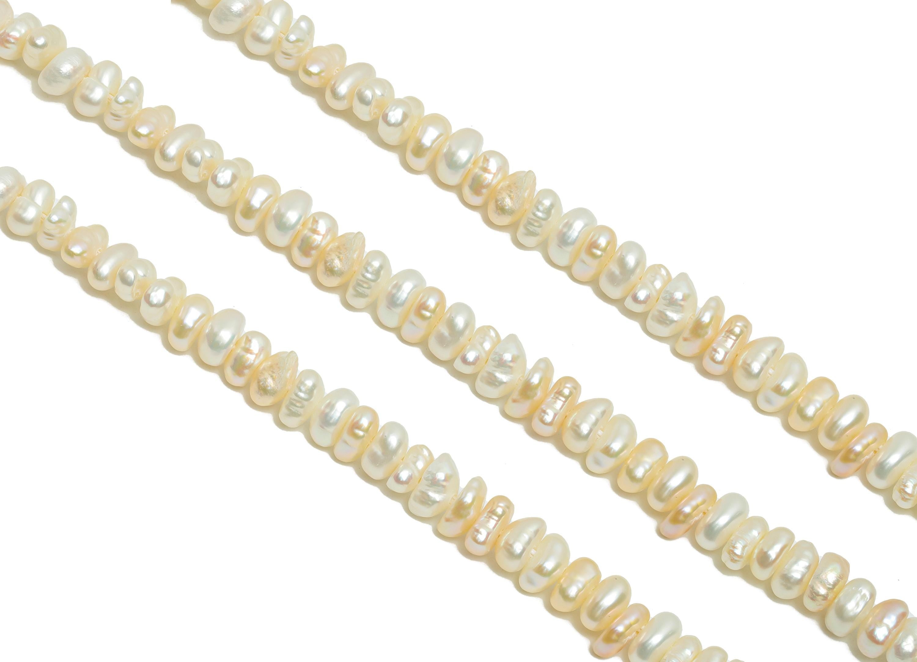 34cm Natural Pearl - Classic White Pearls - Nugget Pearl 13.39 inch/Strand - Pearl Bead for Jewelry - High-Quality Pearl - 5x2mm - NS2953 - DOMEDBAZAAR