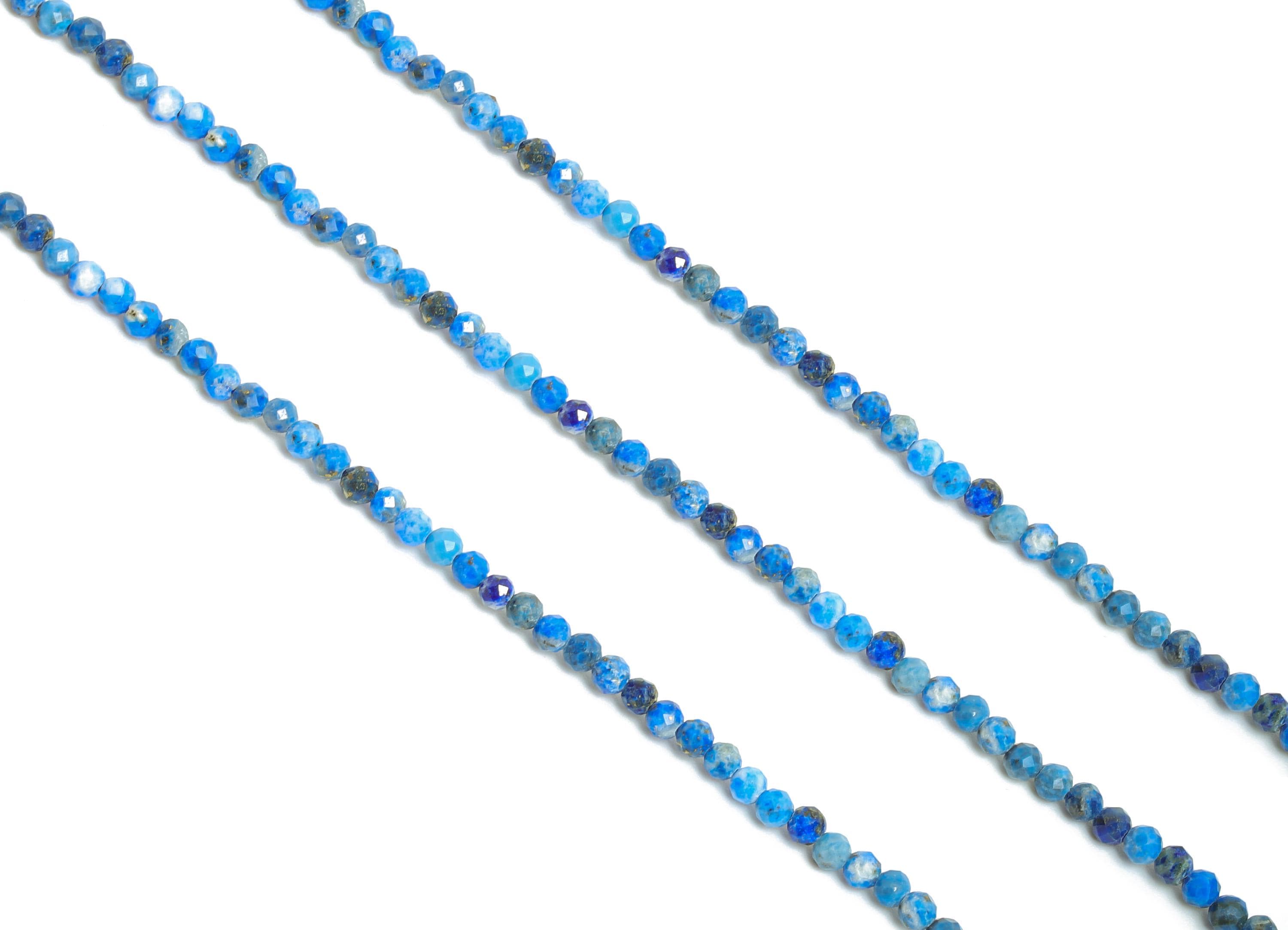 2.4mm lapislazuli Natural Stone Beads - Faceted Round Bead 15.35 inch /Strand - Gemstone Beads For Necklace - Crafting Necklace - NS2494 - DOMEDBAZAAR