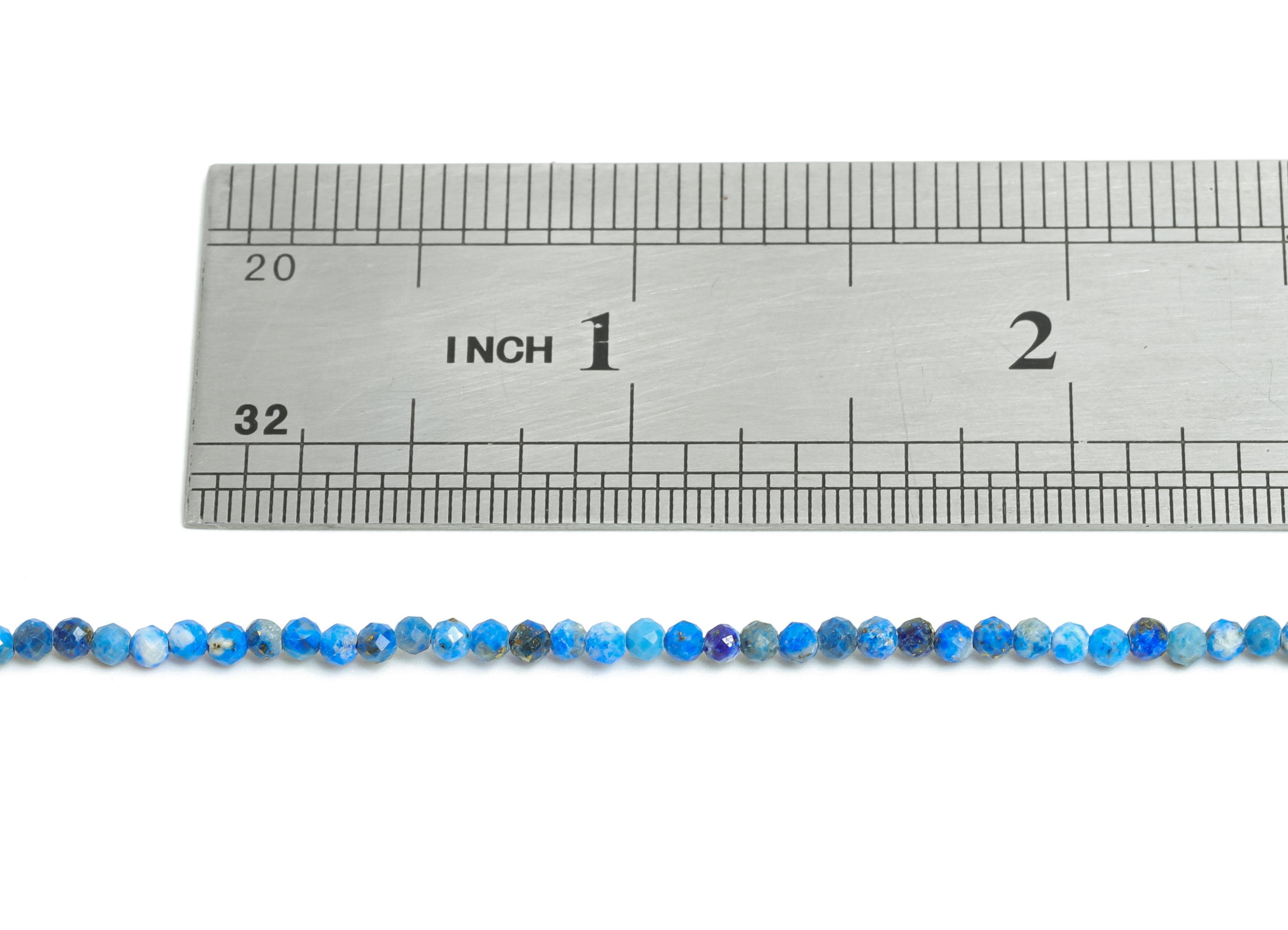 2.4mm lapislazuli Natural Stone Beads - Faceted Round Bead 15.35 inch /Strand - Gemstone Beads For Necklace - Crafting Necklace - NS2494 - DOMEDBAZAAR