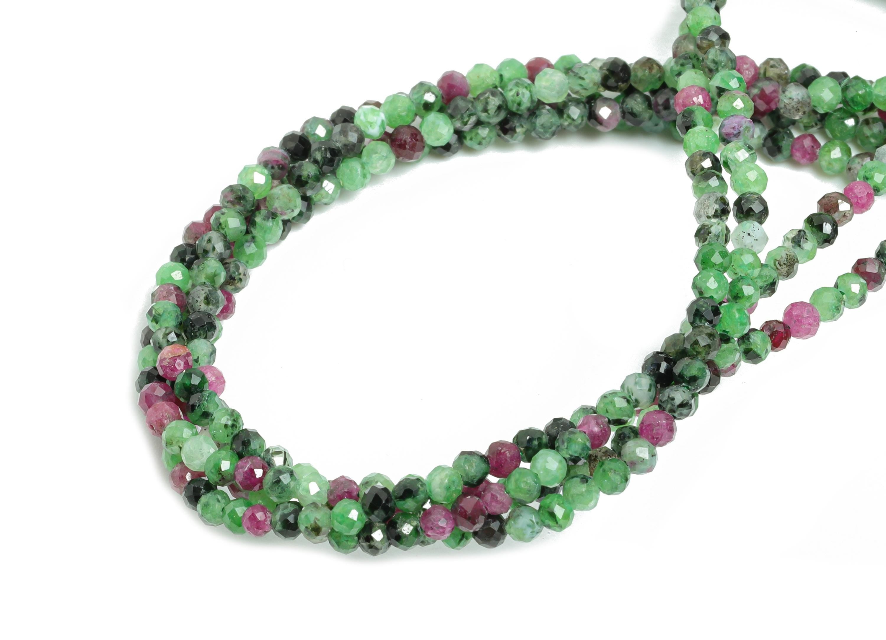 2mm Krasnyy Necklace Strand - Faceted Round Krasnyy Natural Stone 15.35inch/Strand - Gemstone Craft DIY - Healing Bead - 2.4x2mm - NS2486 - DOMEDBAZAAR