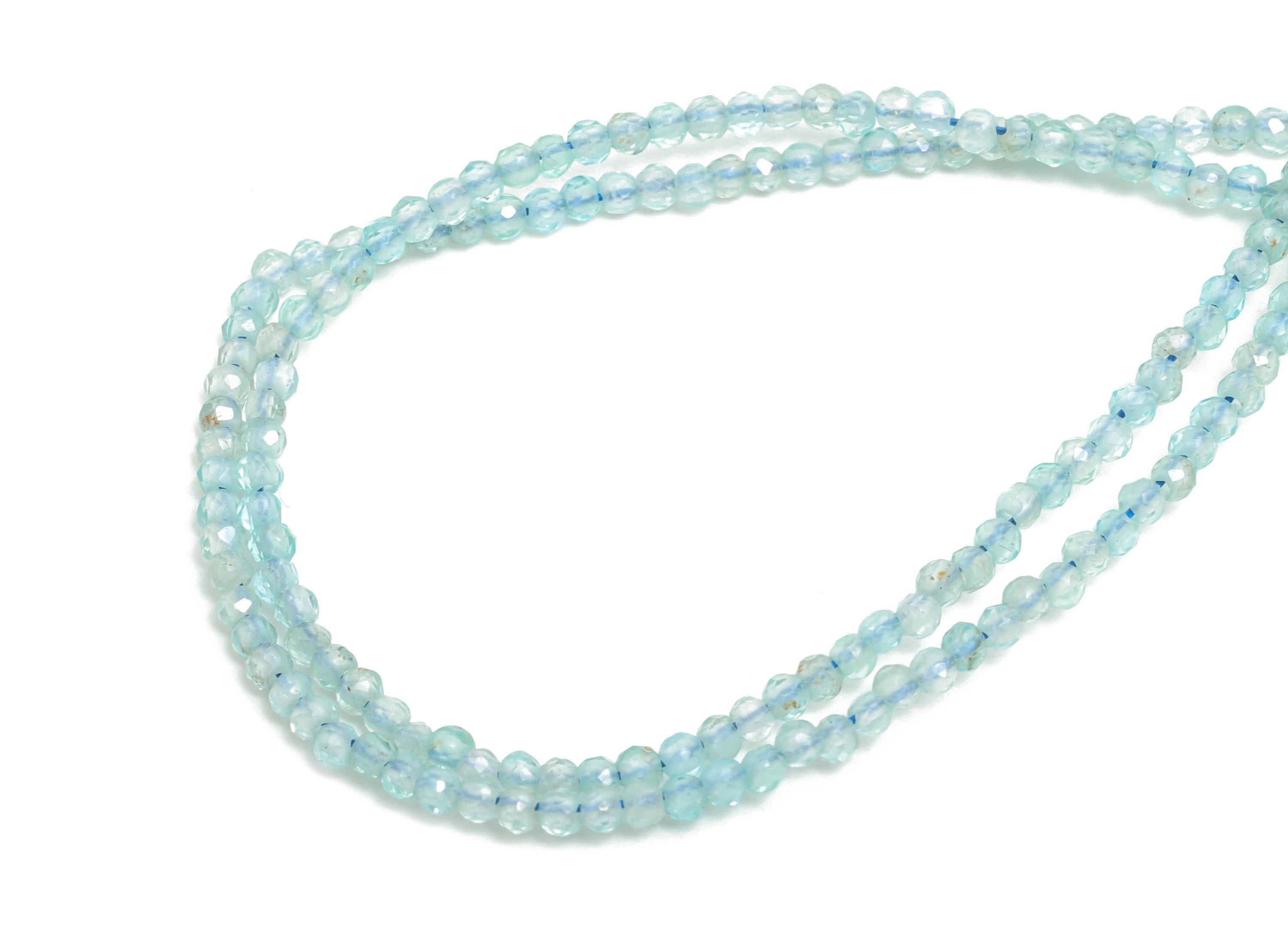 1.85mm Moroxite Bracelet Strand - Faceted Cube Moroxite Beads for Bracelet 6.3inch/Strand - Gemstone Craft DIY - Healing Beads - NS2458 - DOMEDBAZAAR