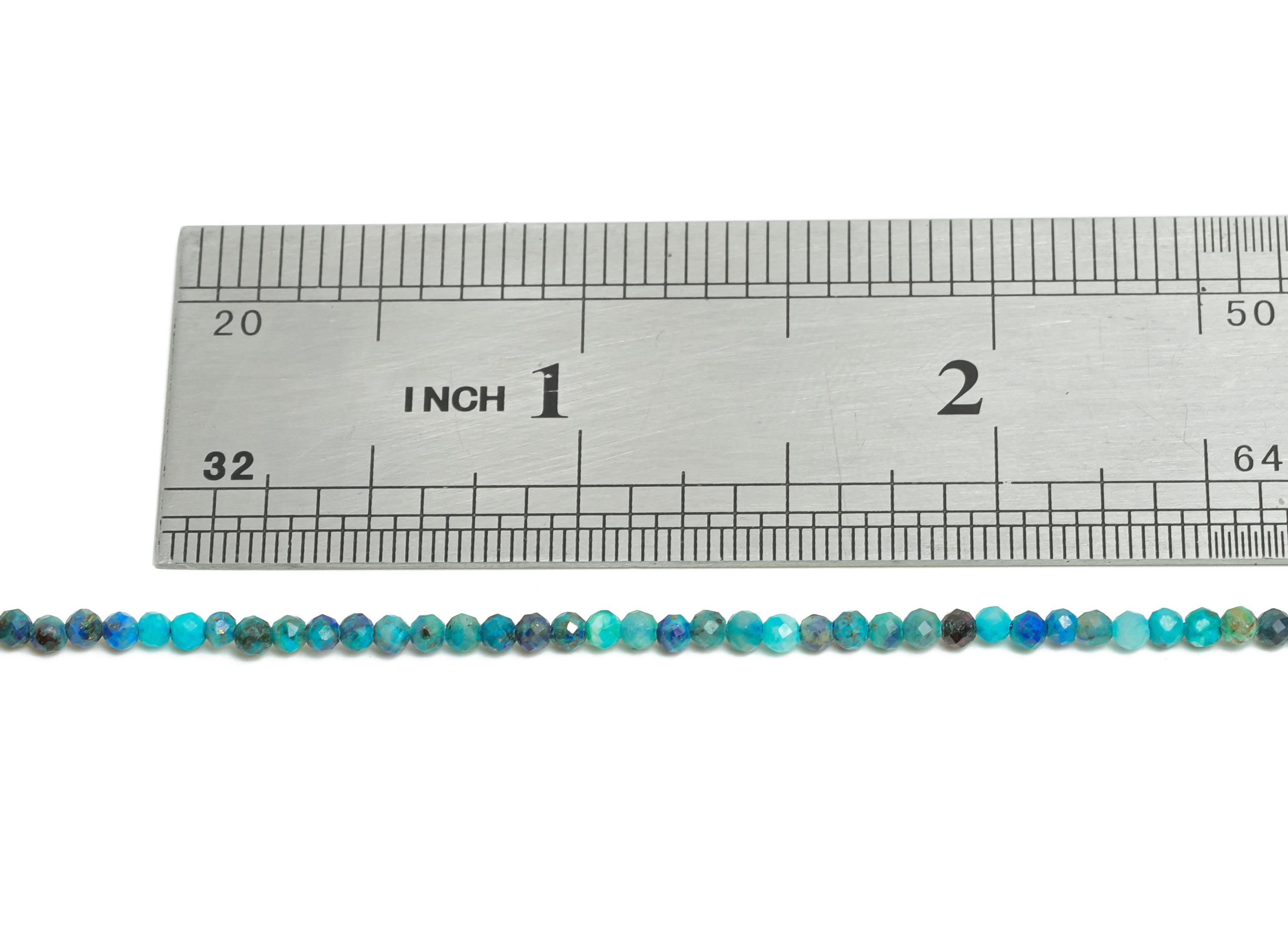 2mm Azurite Necklace Strand - Faceted Round Azurite Natural Stone 15.35inch/Strand - Necklace Craft DIY - Bead Supplies - 2.38x2mm - NS2498 - DOMEDBAZAAR