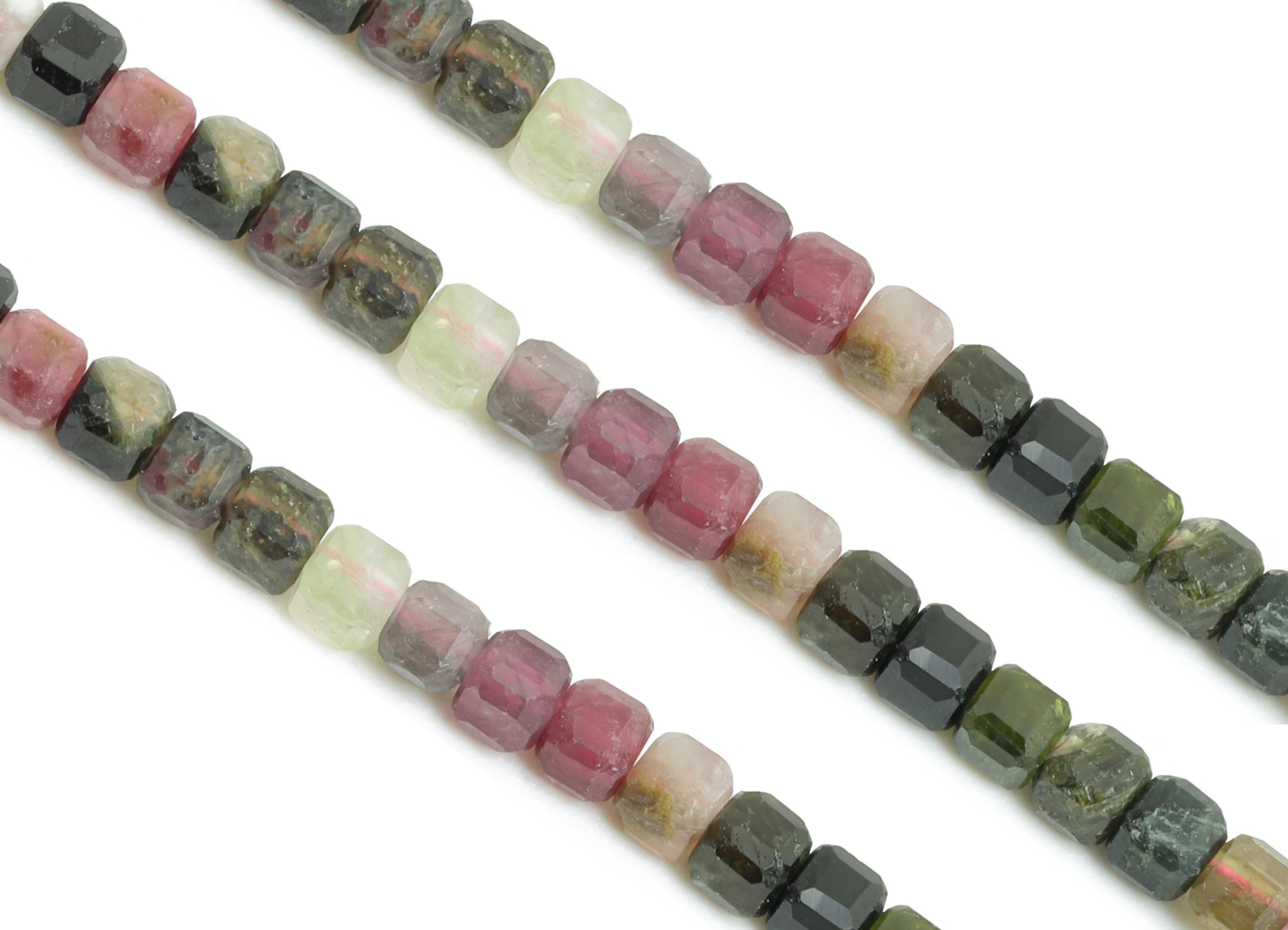 2mm Tourmaline Bracelet Strand - Faceted Cube Tourmaline Stone 6.3inch/Strand - Necklace Craft - Bead Bracelet Supplies - 2.38x2mm - NS2474 - DOMEDBAZAAR
