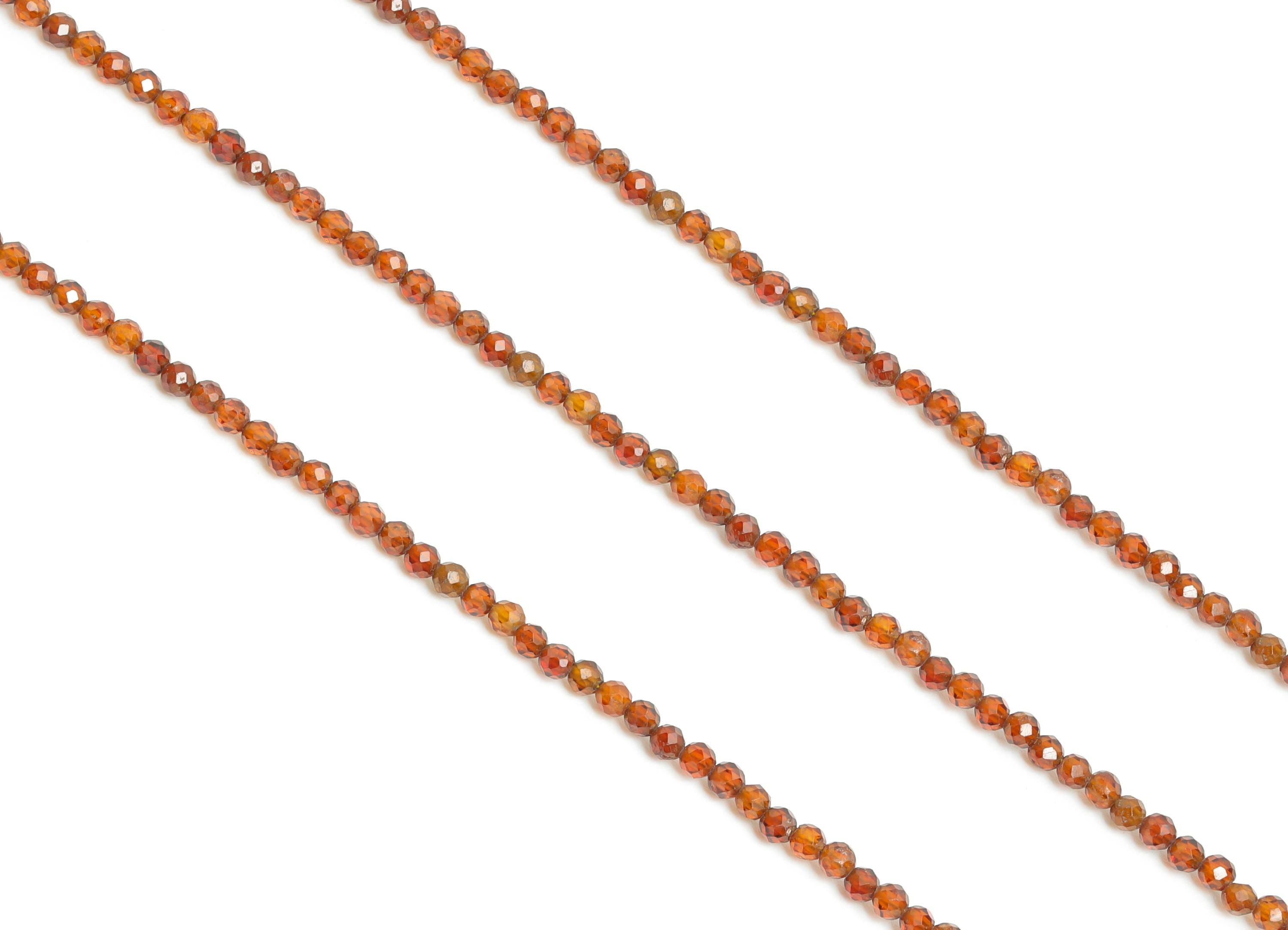 2mm Garnet Necklace Strand - Crimp End - Faceted Round Garnet 15.35inch/Strand - Necklace Craft DIY - Bead Supplies - 2.48x2.25mm - NS2496 - DOMEDBAZAAR