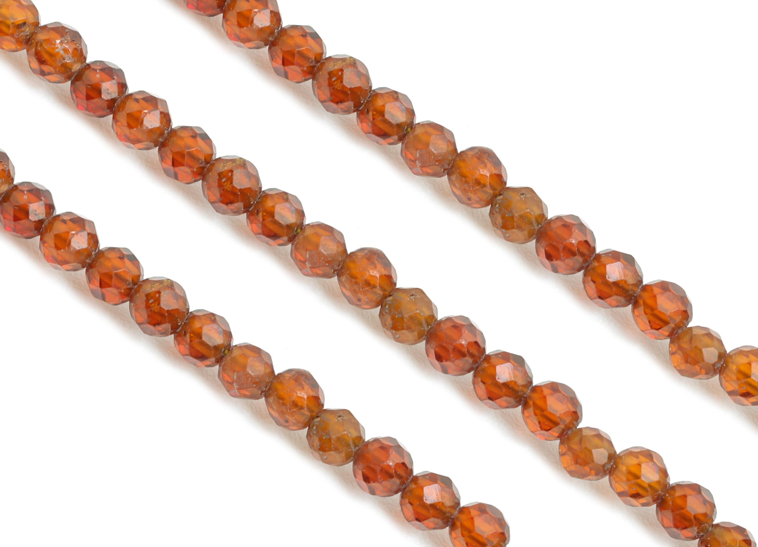 2mm Garnet Necklace Strand - Crimp End - Faceted Round Garnet 15.35inch/Strand - Necklace Craft DIY - Bead Supplies - 2.48x2.25mm - NS2496