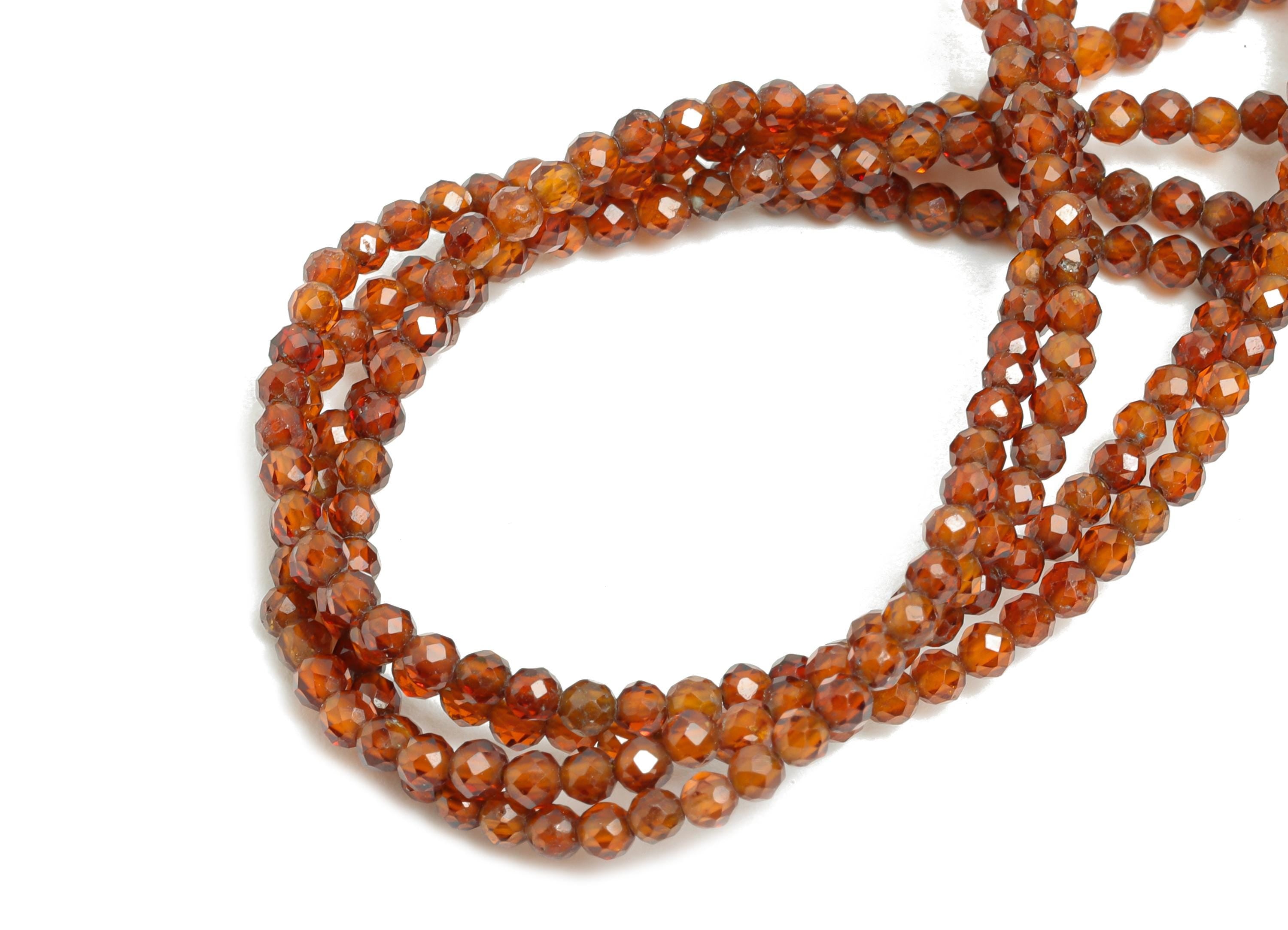 2mm Garnet Necklace Strand - Crimp End - Faceted Round Garnet 15.35inch/Strand - Necklace Craft DIY - Bead Supplies - 2.48x2.25mm - NS2496