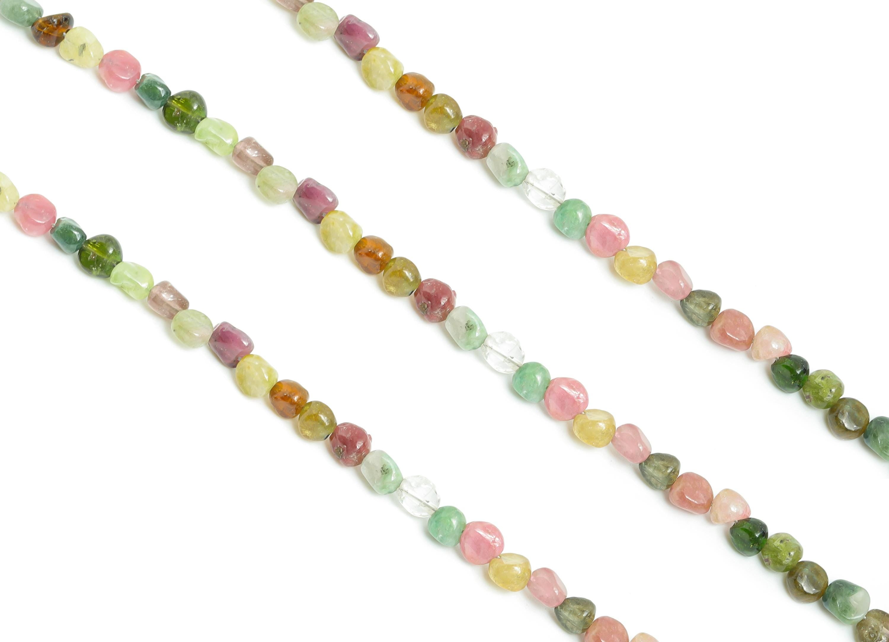 4mm Tourmaline Stone Bracelet Strand - Tourmaline Bead for Bracelet - Crimp End - Gemstone Craft DIY - Healing Bead - 180x4x4mm - NS2552 - DOMEDBAZAAR