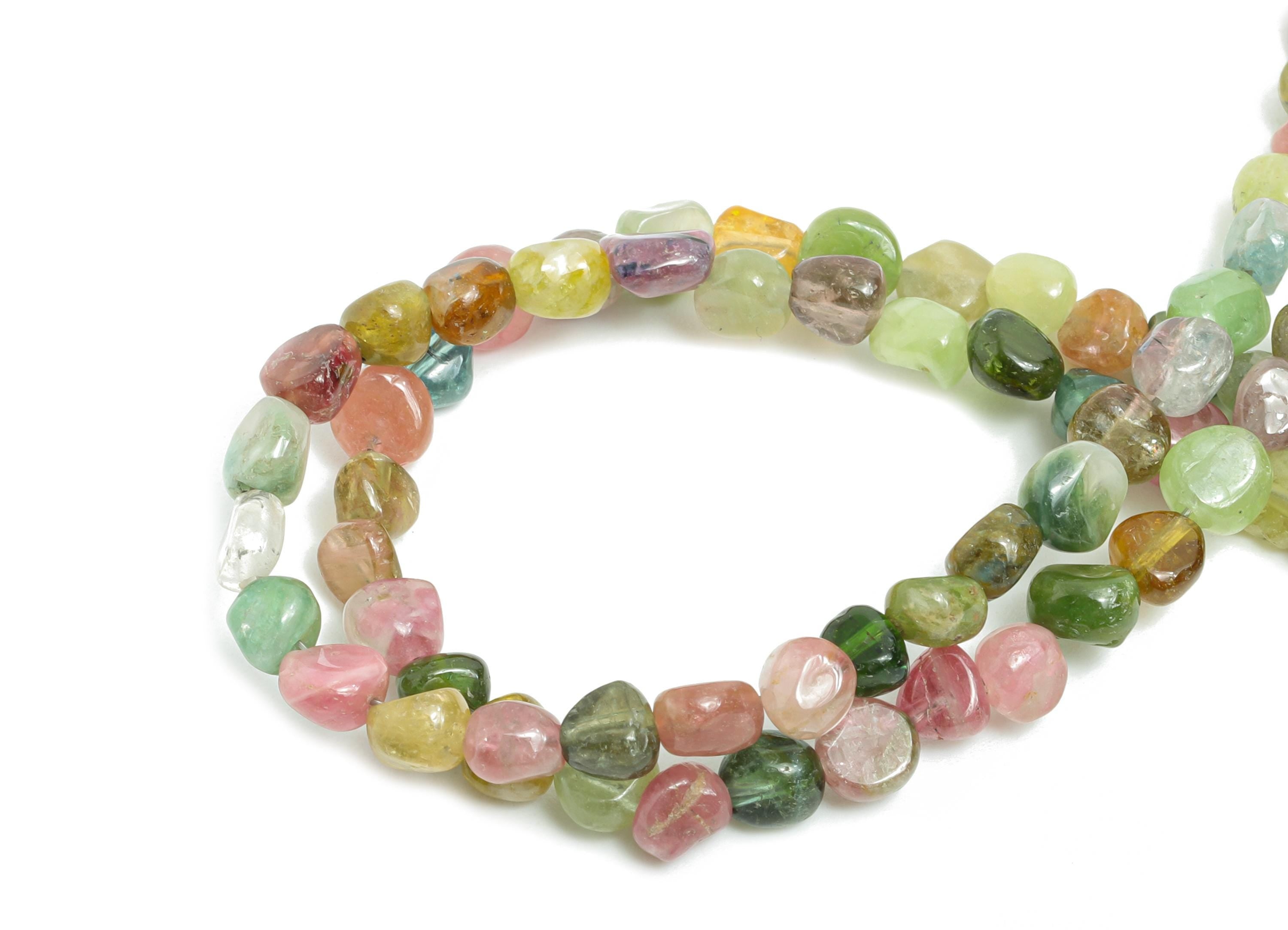 4mm Tourmaline Stone Bracelet Strand - Tourmaline Bead for Bracelet - Crimp End - Gemstone Craft DIY - Healing Bead - 180x4x4mm - NS2552