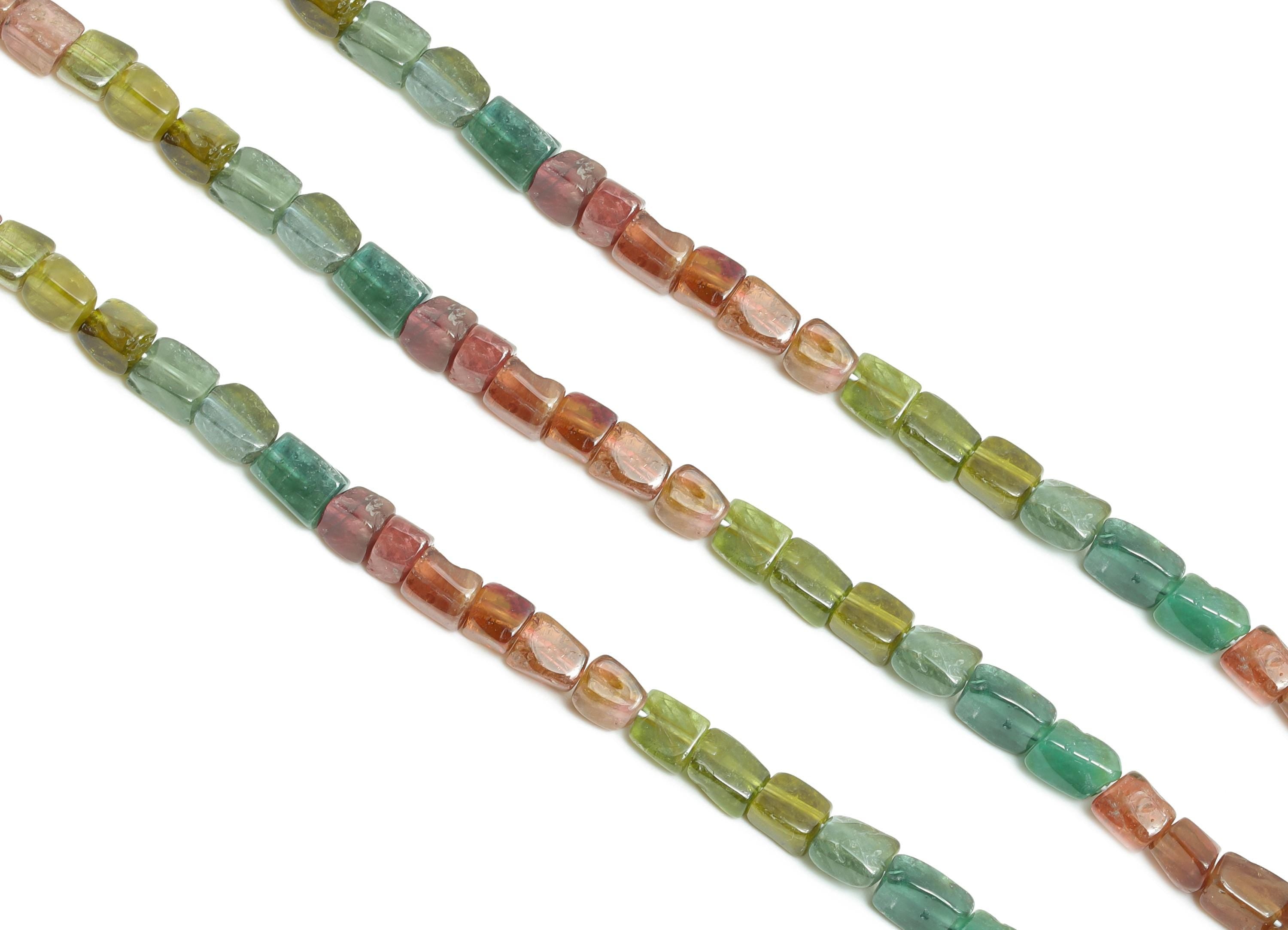 3x4mm Tourmaline Stone Bracelet Strand - Irregular Tourmaline Bead for Bracelet - Crimp End - Gemstone Craft DIY - 180x5x4.7mm - NS2549 - DOMEDBAZAAR
