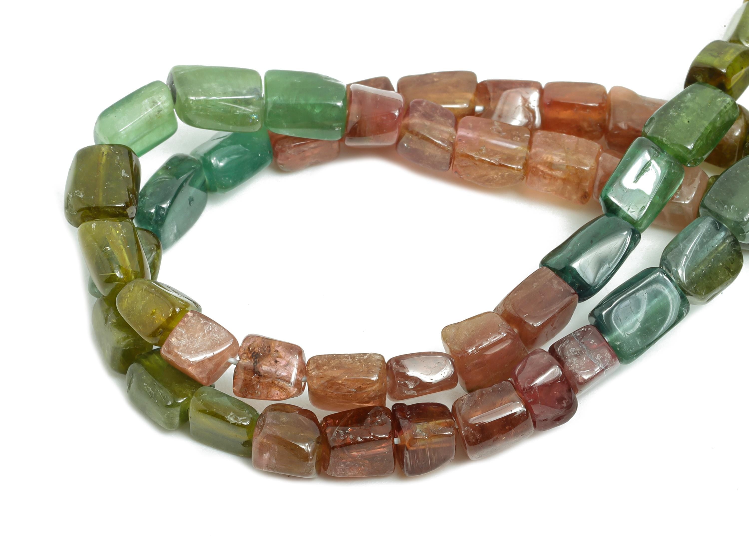 3x4mm Tourmaline Stone Bracelet Strand - Irregular Tourmaline Bead for Bracelet - Crimp End - Gemstone Craft DIY - 180x5x4.7mm - NS2549