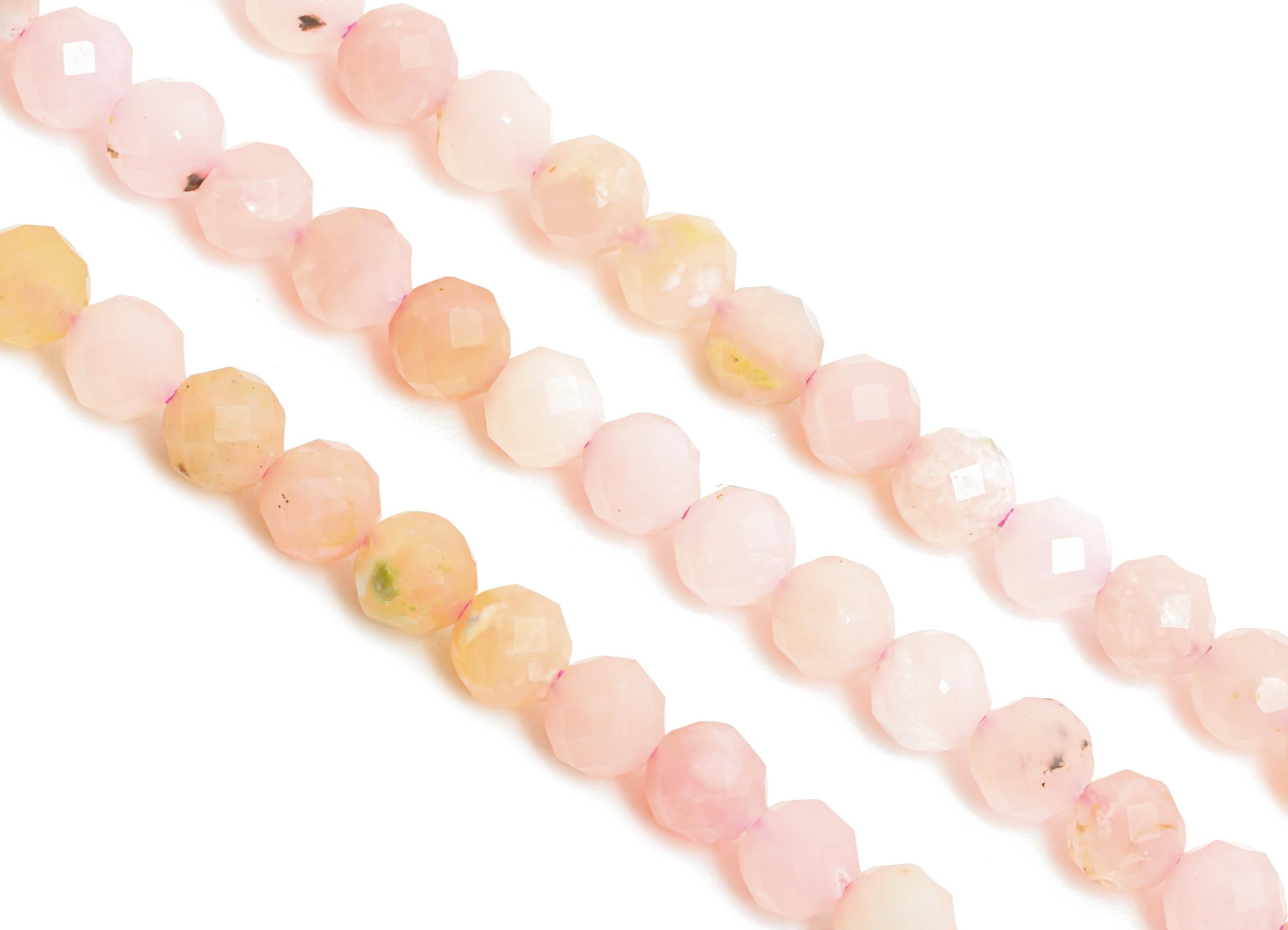 3x3mm Pink opal Natural Stone Bead - Faceted Round Pink Opal  15.5inch/Strand - Gemstone DIY Beading Supplies - Handmade Jewelry - NS2437
