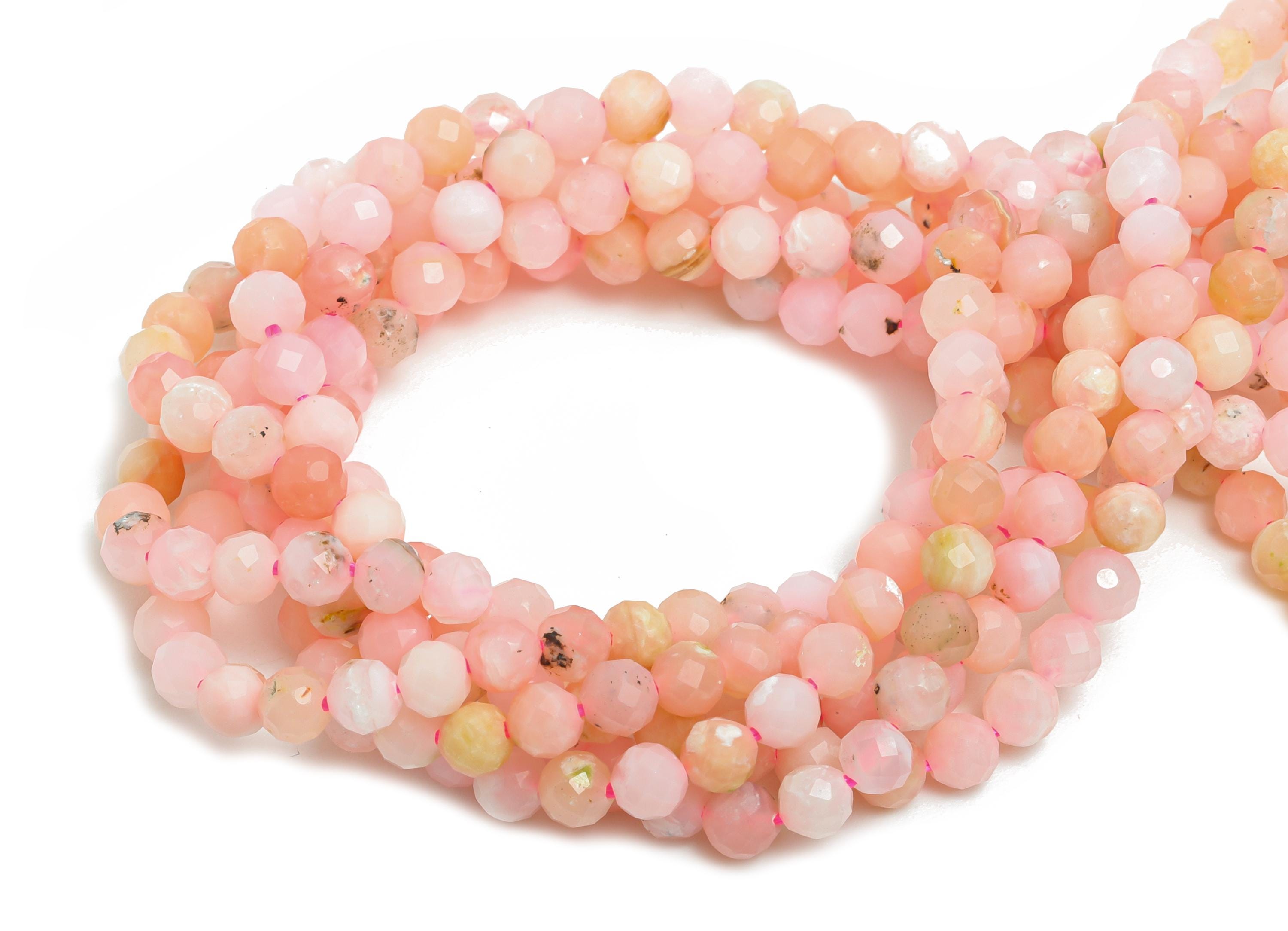 3x3mm Pink opal Natural Stone Bead - Faceted Round Pink Opal  15.5inch/Strand - Gemstone DIY Beading Supplies - Handmade Jewelry - NS2437