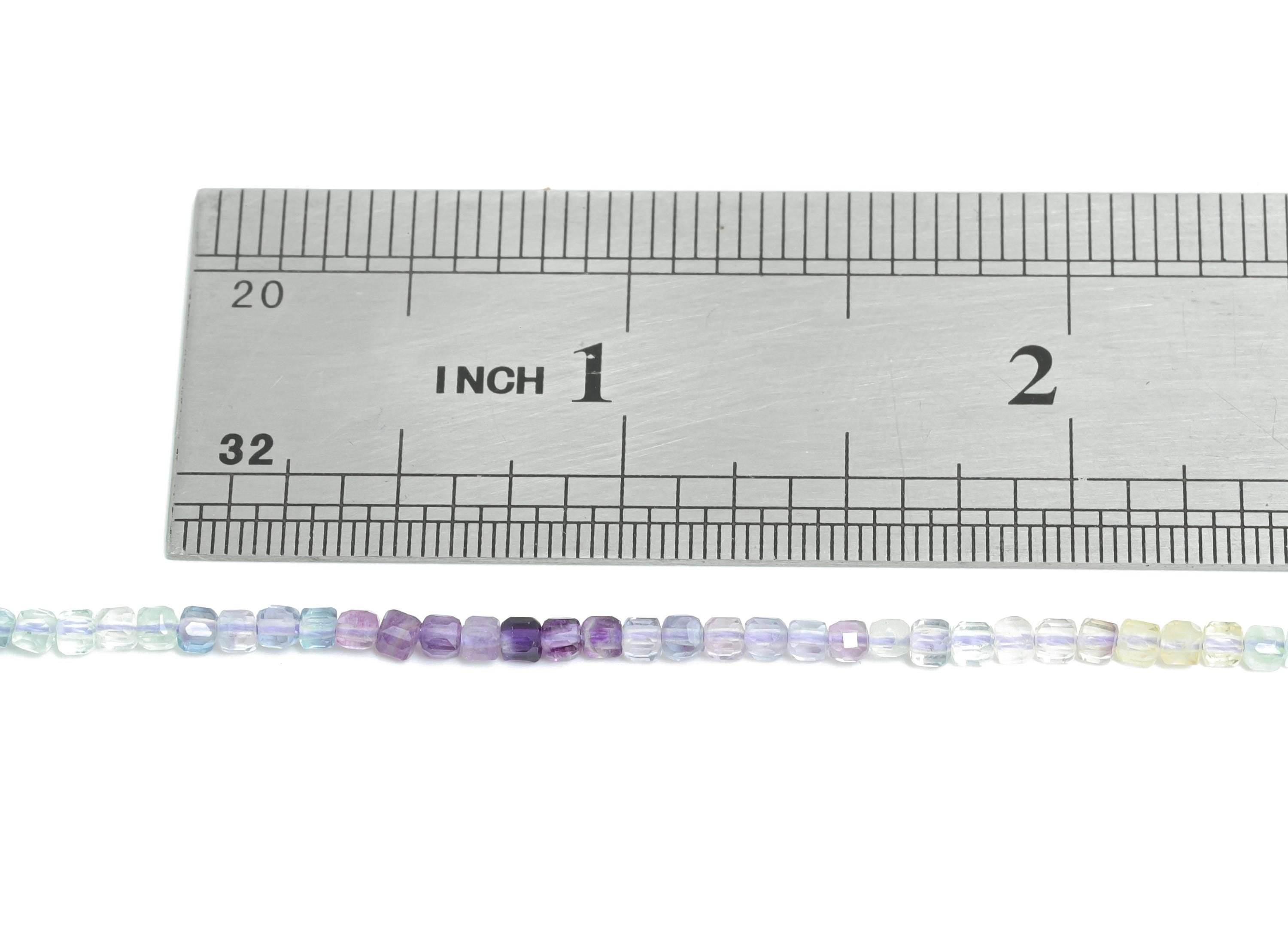 2x2mm Fluorite Natural Stone Bead - Cube Fluorite Bead 15.5inch/Strand - Gemstone DIY Beading Supplies - Elegant Cube Cut Beads - NS2518 - DOMEDBAZAAR
