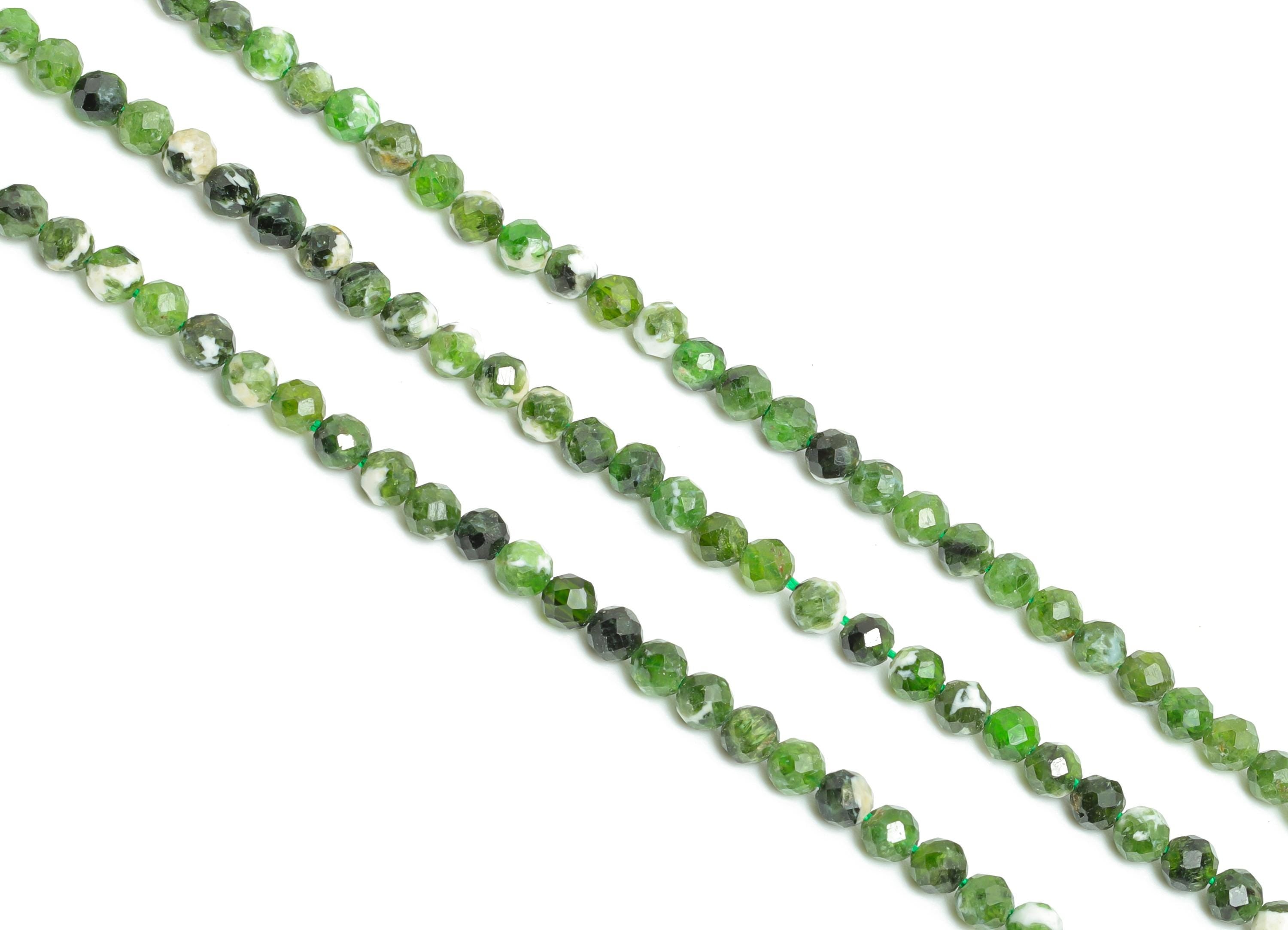 3mm Diopside Natural Stone Beads - Faceted Round Diopside 15.5 inch /Strand - Crafting Beads - Beads Craft Supplies - Stone Making - NS2467 - DOMEDBAZAAR