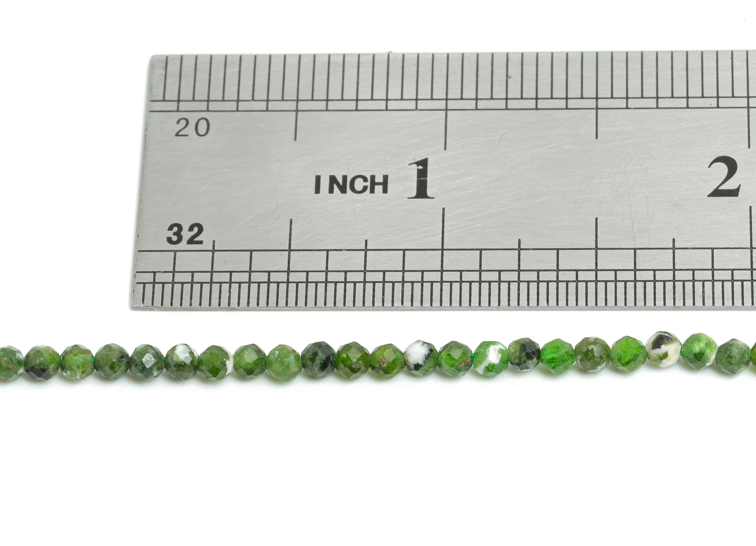 3mm Diopside Natural Stone Beads - Faceted Round Diopside 15.5 inch /Strand - Crafting Beads - Beads Craft Supplies - Stone Making - NS2467 - DOMEDBAZAAR