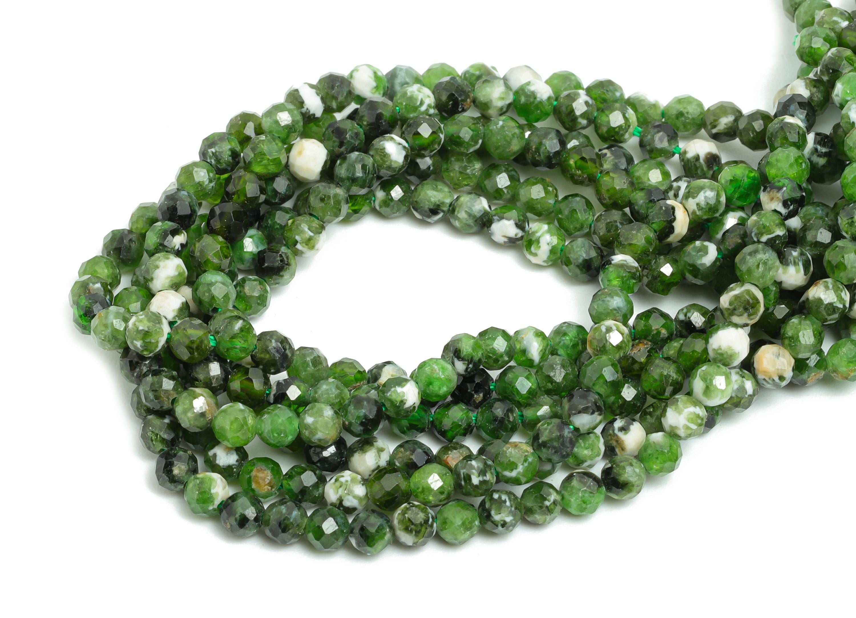 3mm Diopside Natural Stone Beads - Faceted Round Diopside 15.5 inch /Strand - Crafting Beads - Beads Craft Supplies - Stone Making - NS2467