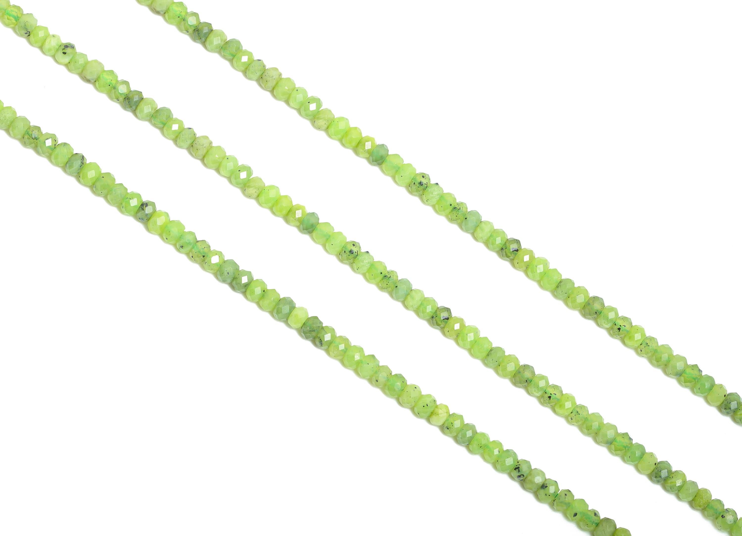 2x3mm Canadian Jade Natural Stone Bead - Faceted Rondella Canadian Jade 15.5 inch /Strand - Crafting Gemstone Beads - Elegant Bead - NS2442 - DOMEDBAZAAR