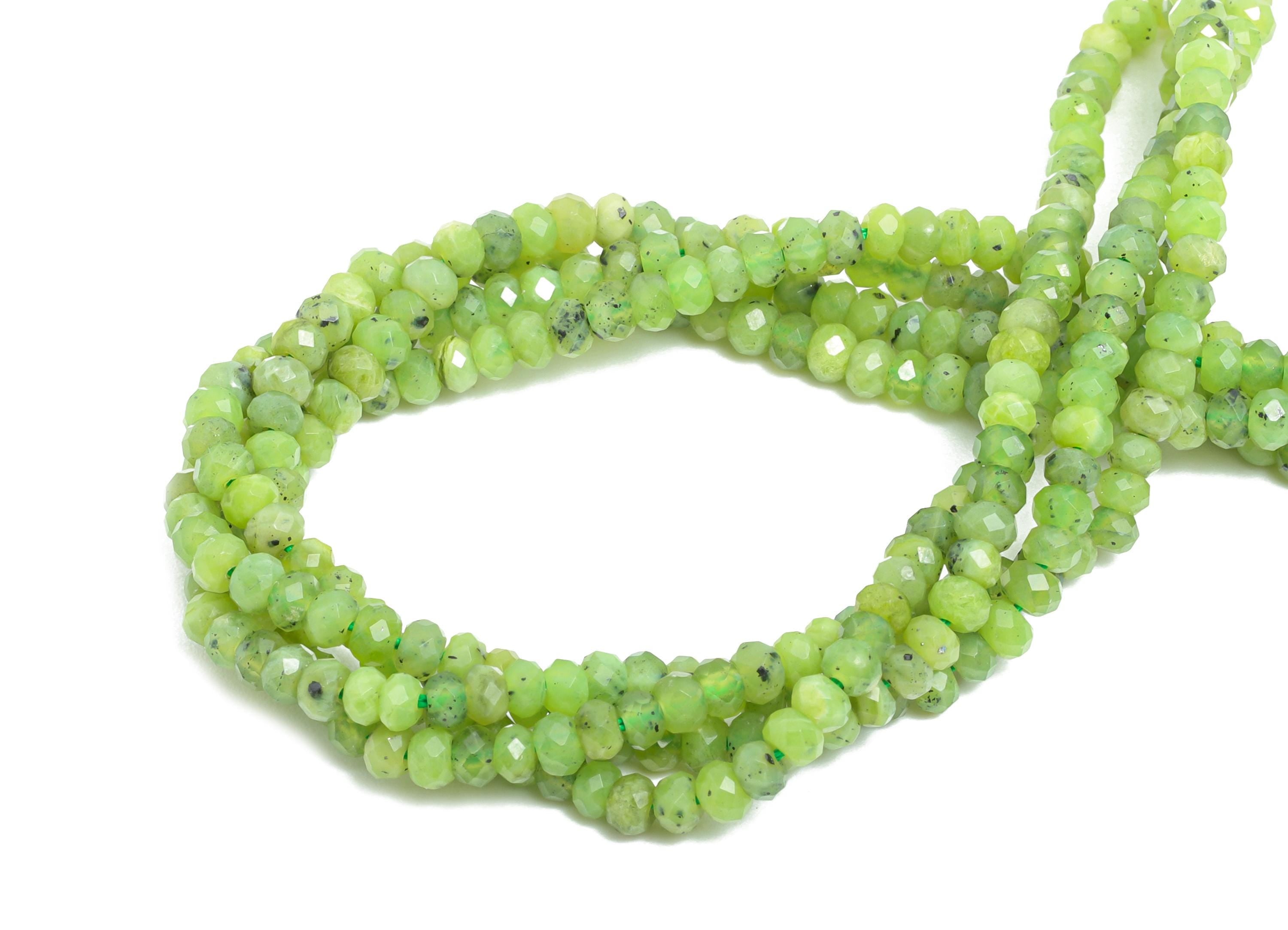 2x3mm Canadian Jade Natural Stone Bead - Faceted Rondella Canadian Jade 15.5 inch /Strand - Crafting Gemstone Beads - Elegant Bead - NS2442