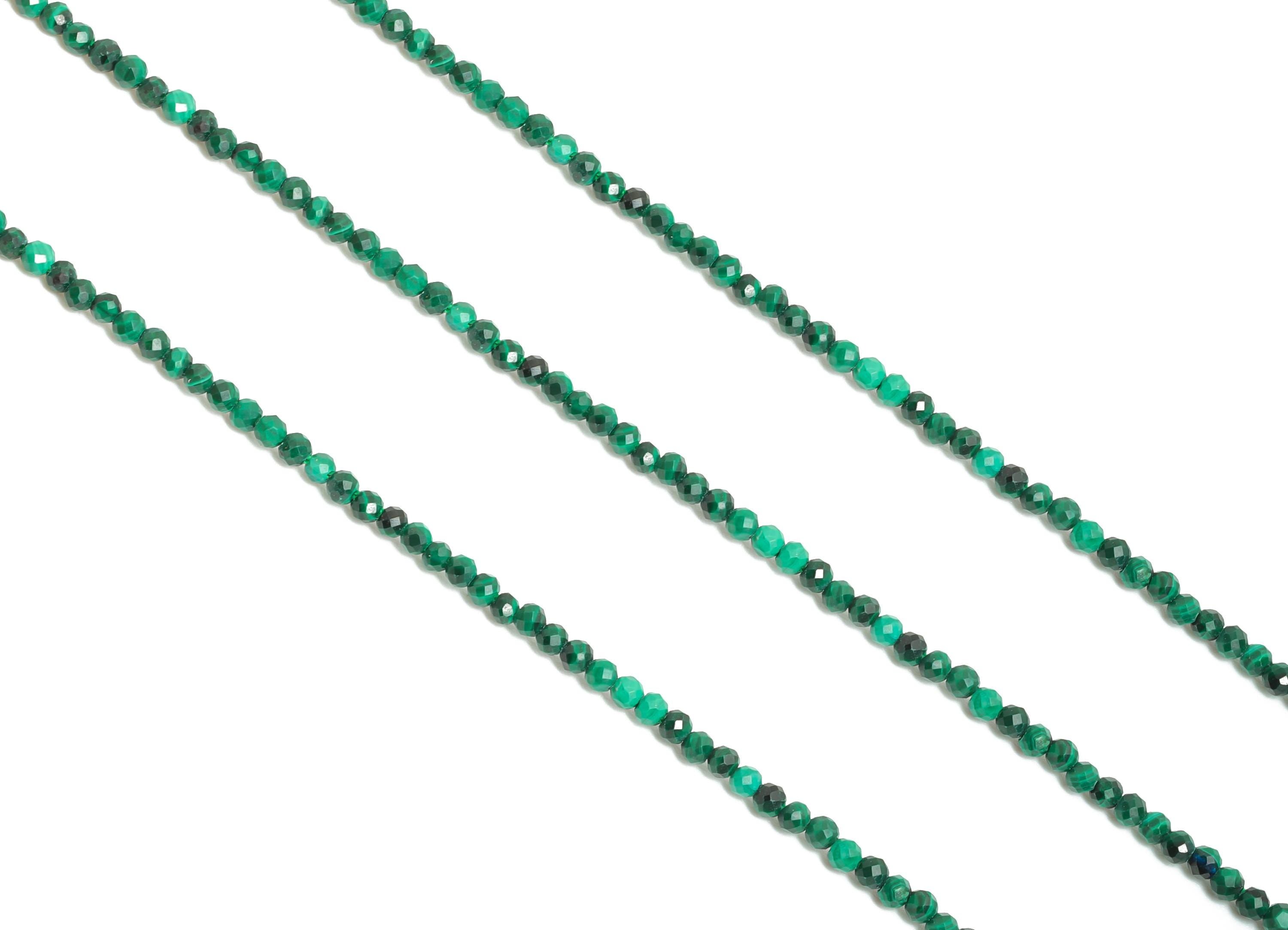 2x3mm Malachite Natural Stone Bead - Round  Malachite 15.5 inch /Strand - Chic Gemstone Jewelry Making Supplies - Beading Supplies - NS2439 - DOMEDBAZAAR