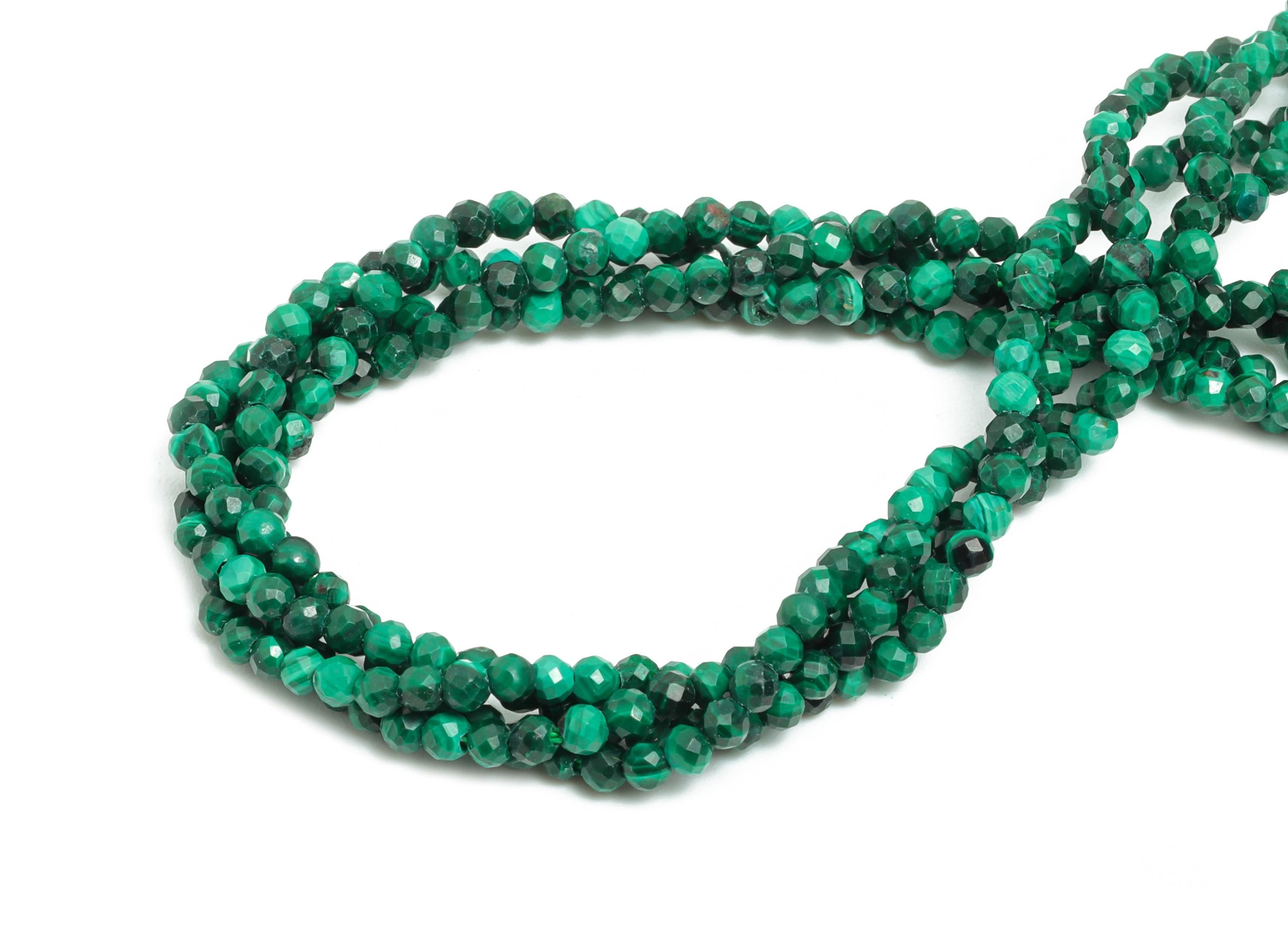 2x3mm Malachite Natural Stone Bead - Round  Malachite 15.5 inch /Strand - Chic Gemstone Jewelry Making Supplies - Beading Supplies - NS2439