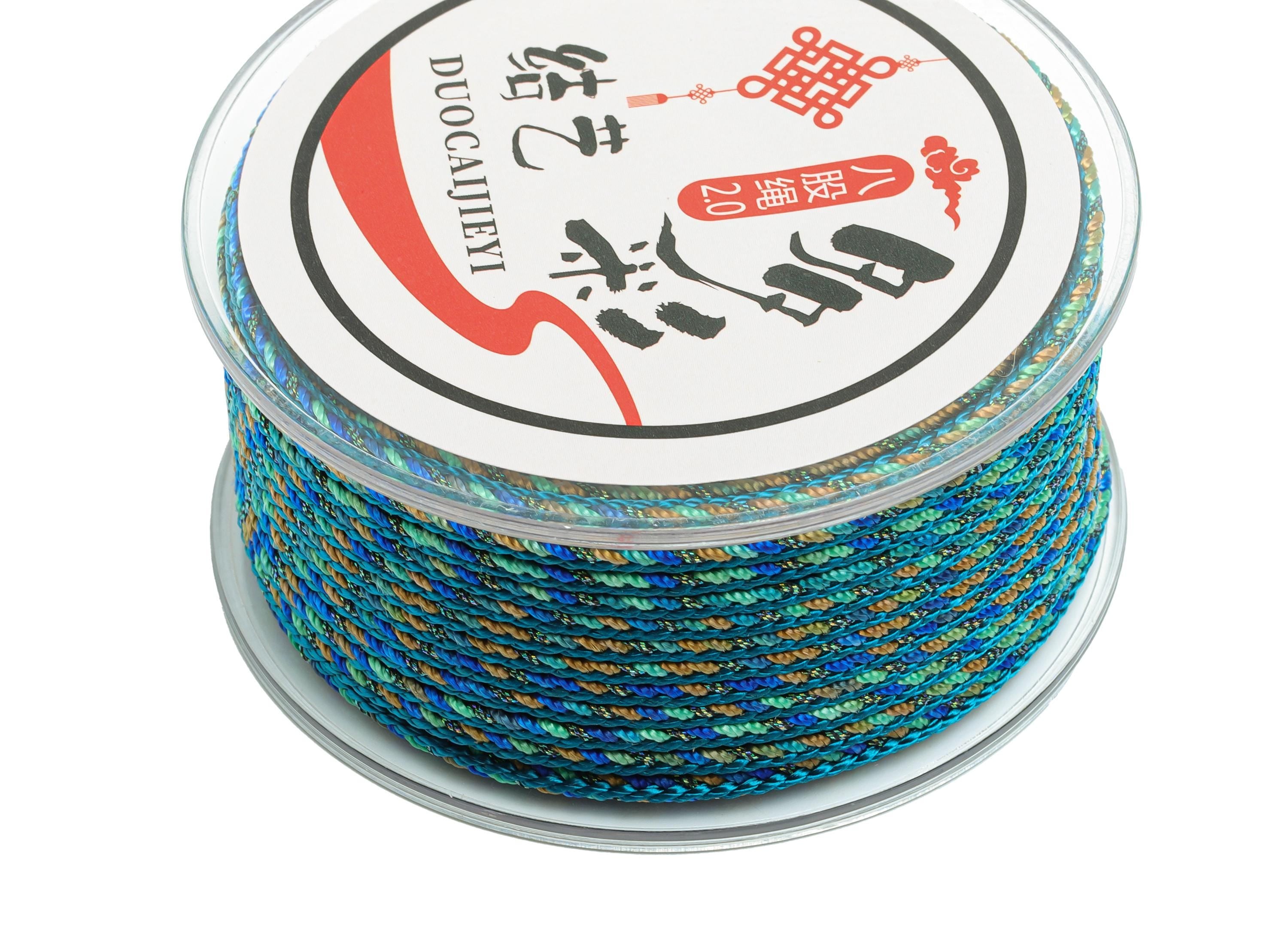 2mm Nylon Braided Cord - 3 Color 8 Strand Rope - 10m/Roll - Polyamid Beading String - Colorful Crafting Cord - Jewelry Accessories - HM1062A - DOMEDBAZAAR