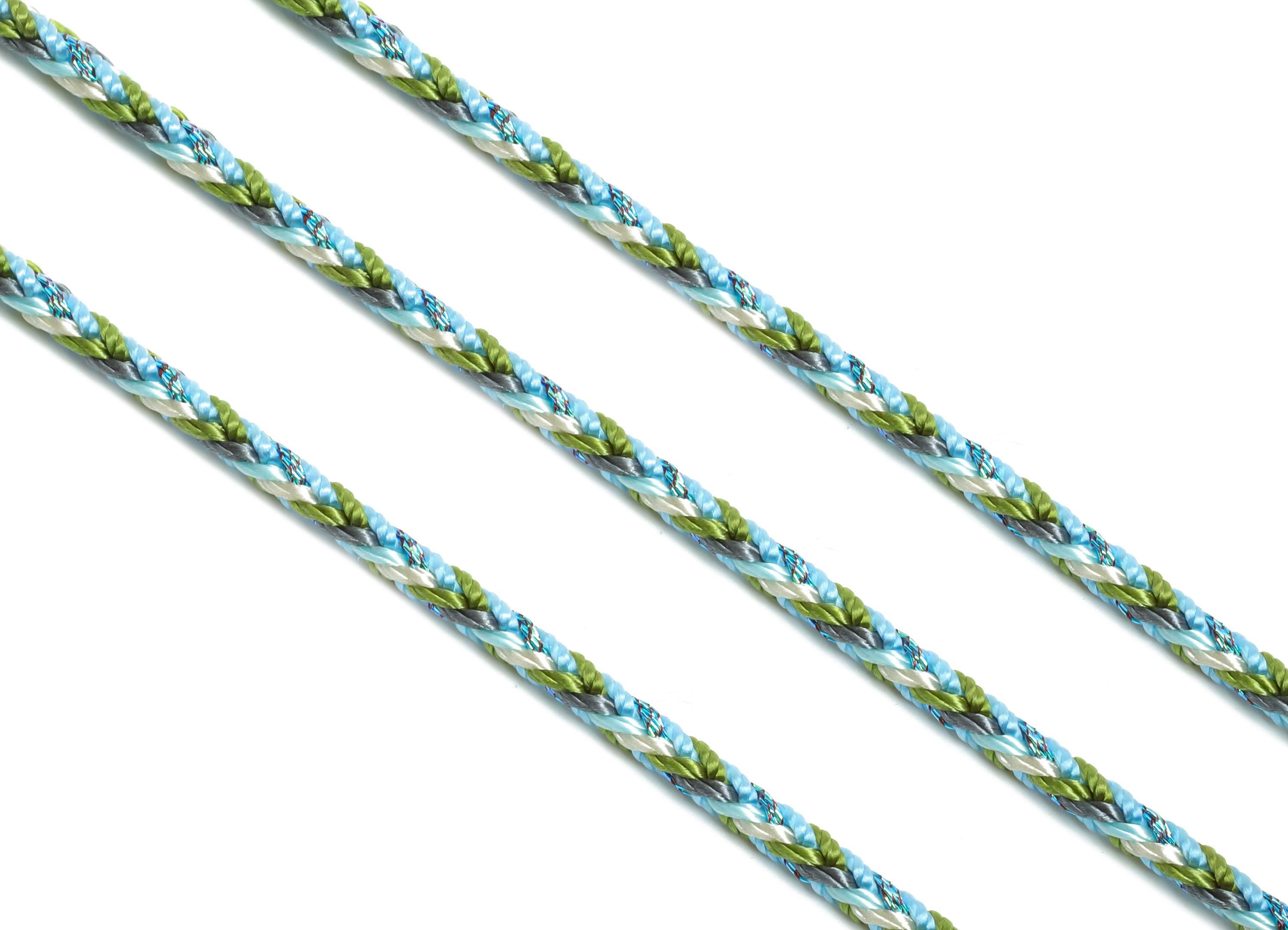 2mm Nylon Braided Cord - 3 Color 8 Strand Rope - 10m/Roll - Polyamid Beading String - Colorful Crafting Cord - Jewelry Accessories - HM1062B - DOMEDBAZAAR