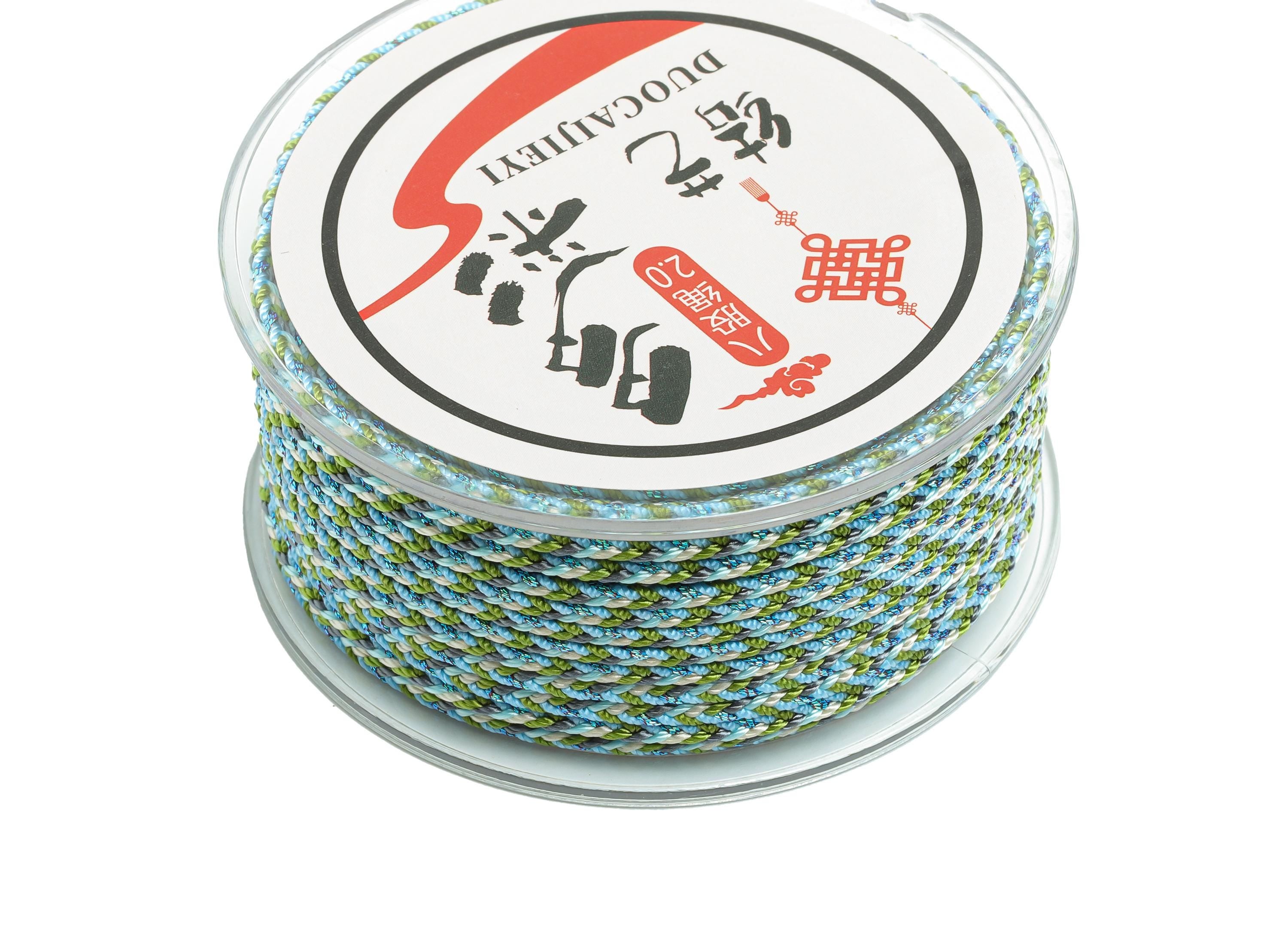 2mm Nylon Braided Cord - 3 Color 8 Strand Rope - 10m/Roll - Polyamid Beading String - Colorful Crafting Cord - Jewelry Accessories - HM1062B - DOMEDBAZAAR