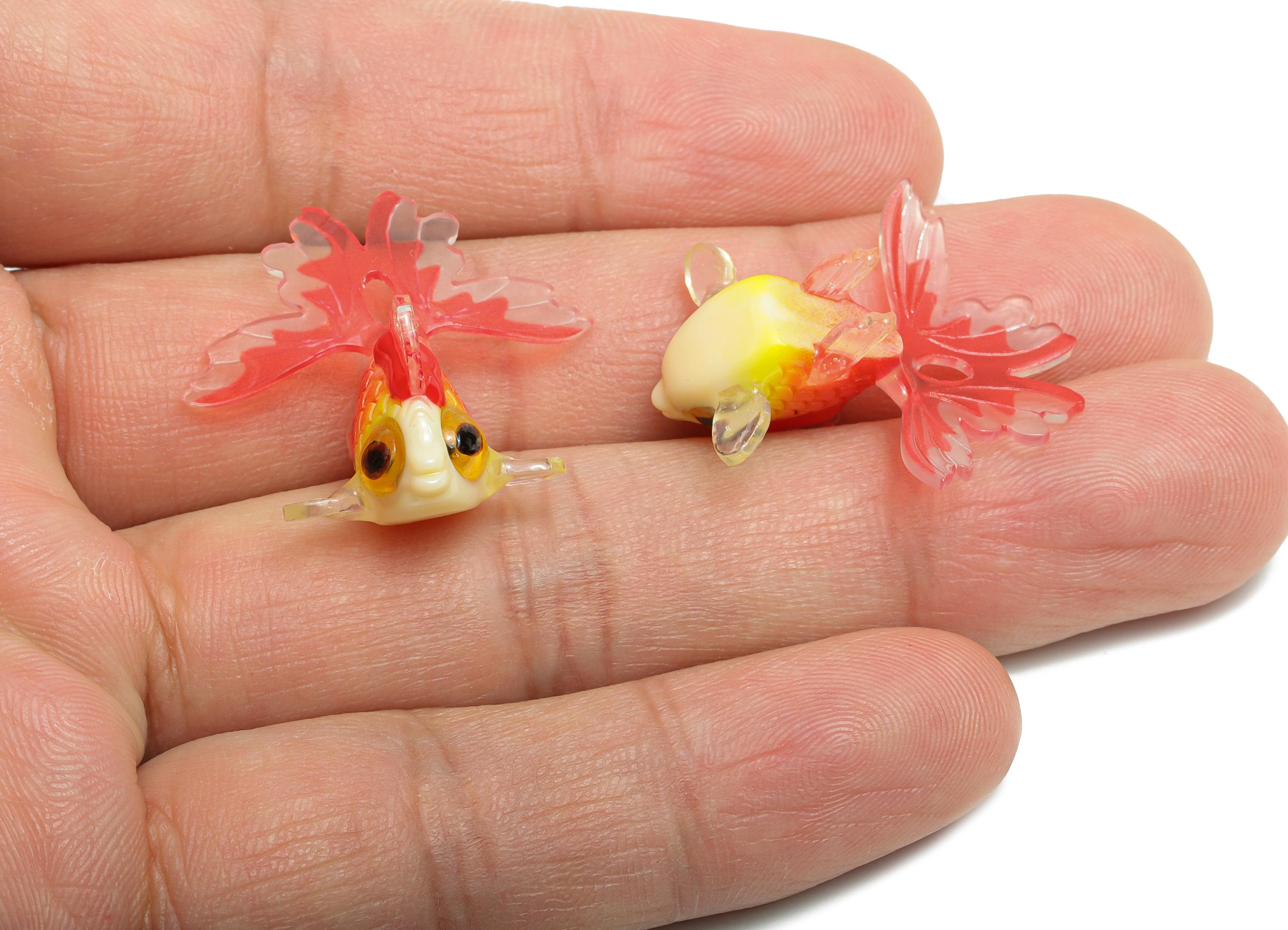 Heat Shrink Plastic Fish - Shrinkable Plastic Fish Figurine - Figure Fish Earring Charm -  Figure Fish Earring Charm - 28x27x17mm - AC2677A - DOMEDBAZAAR