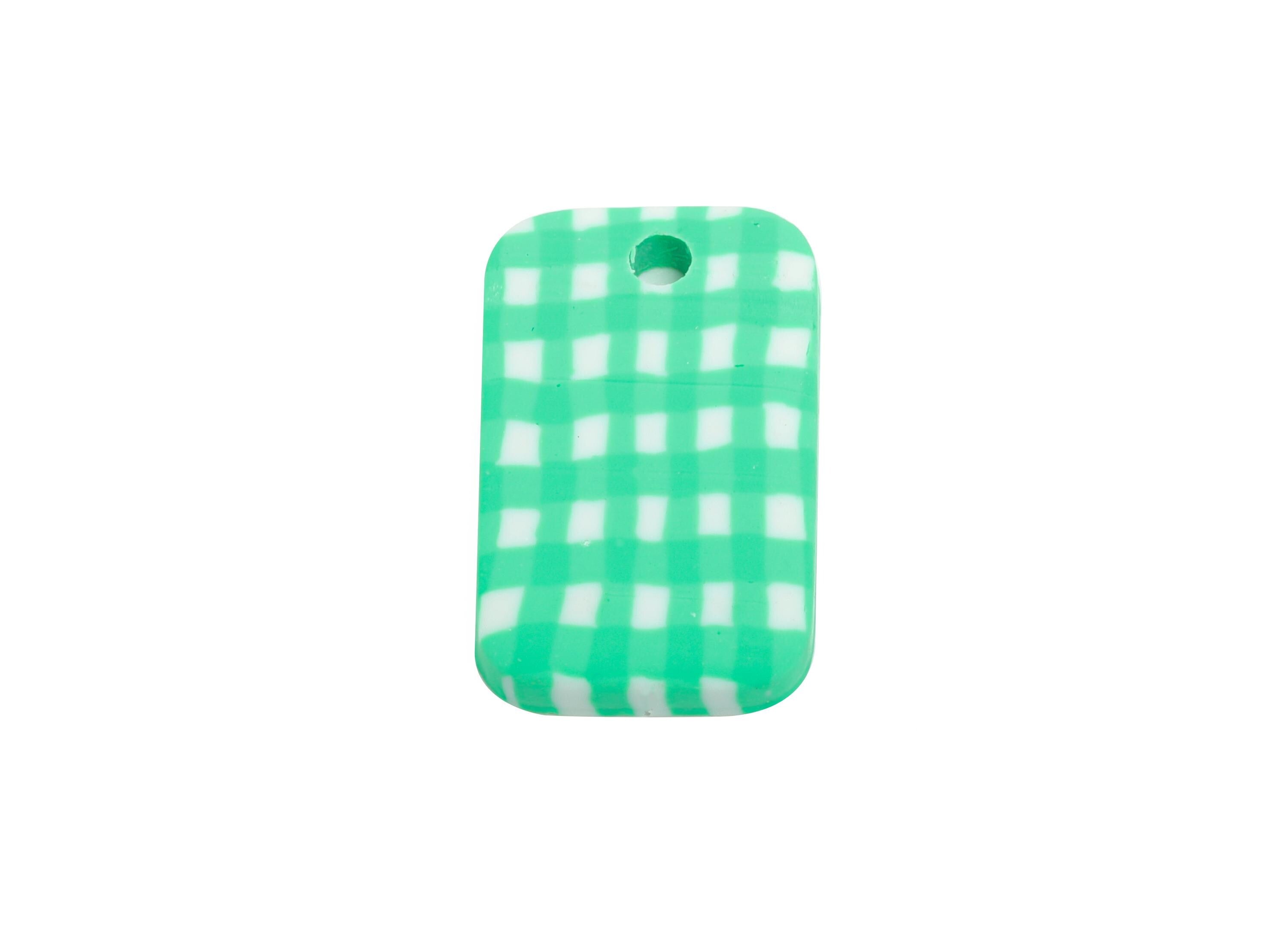 Polymer Clay Rectangle Charm - Checkered Pattern Charms - Modern Geometric Charm for Earring - Jewelry Component - 20.5x13x2.96mm - PC2349
