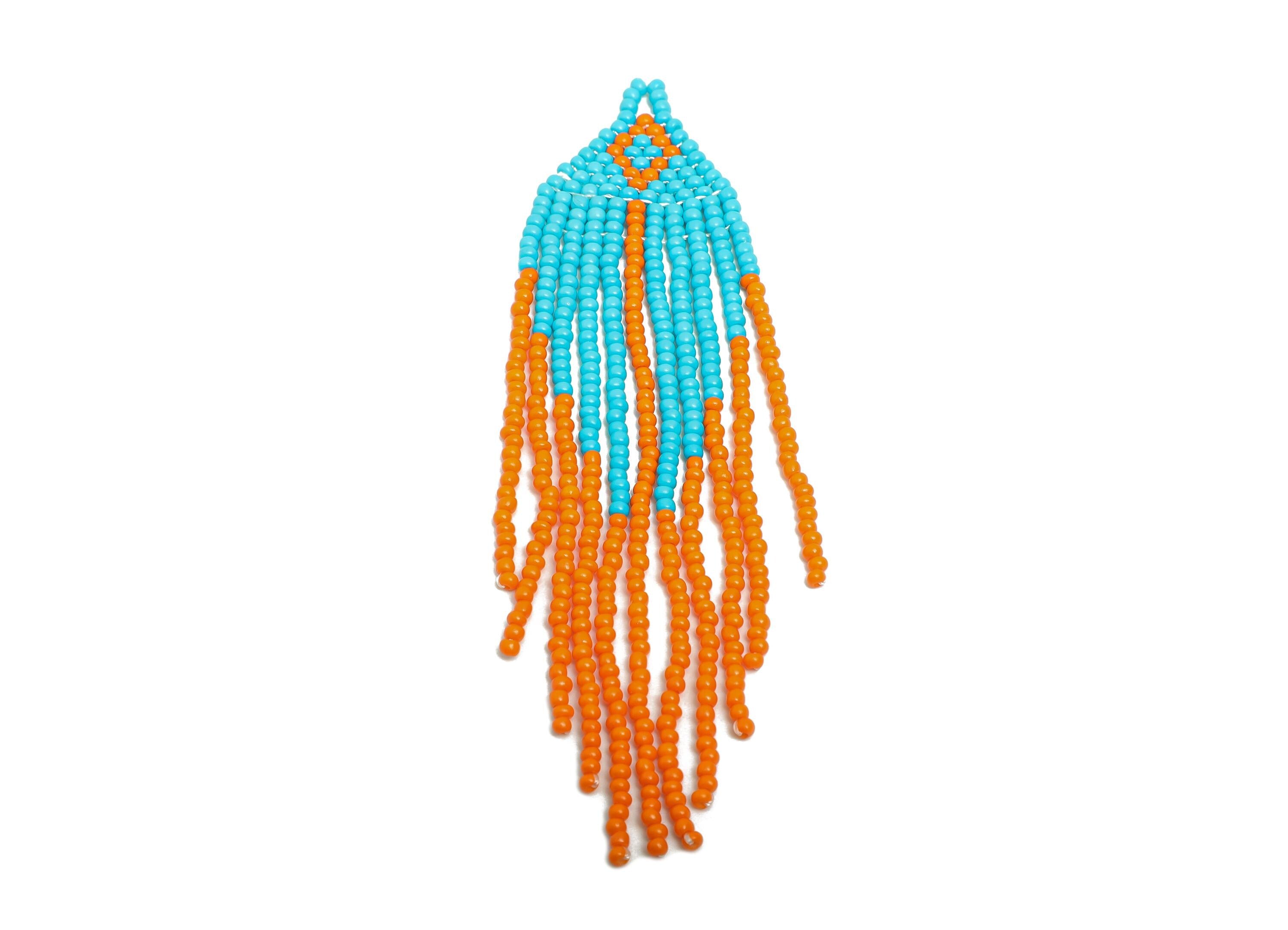 Beaded Tassel Earring Charm - Colorful Handmade Glass Beaded Long Fringe Charm - Trendy Boho Jewelry - Jewelry Making - 107x23x2mm - TH1086