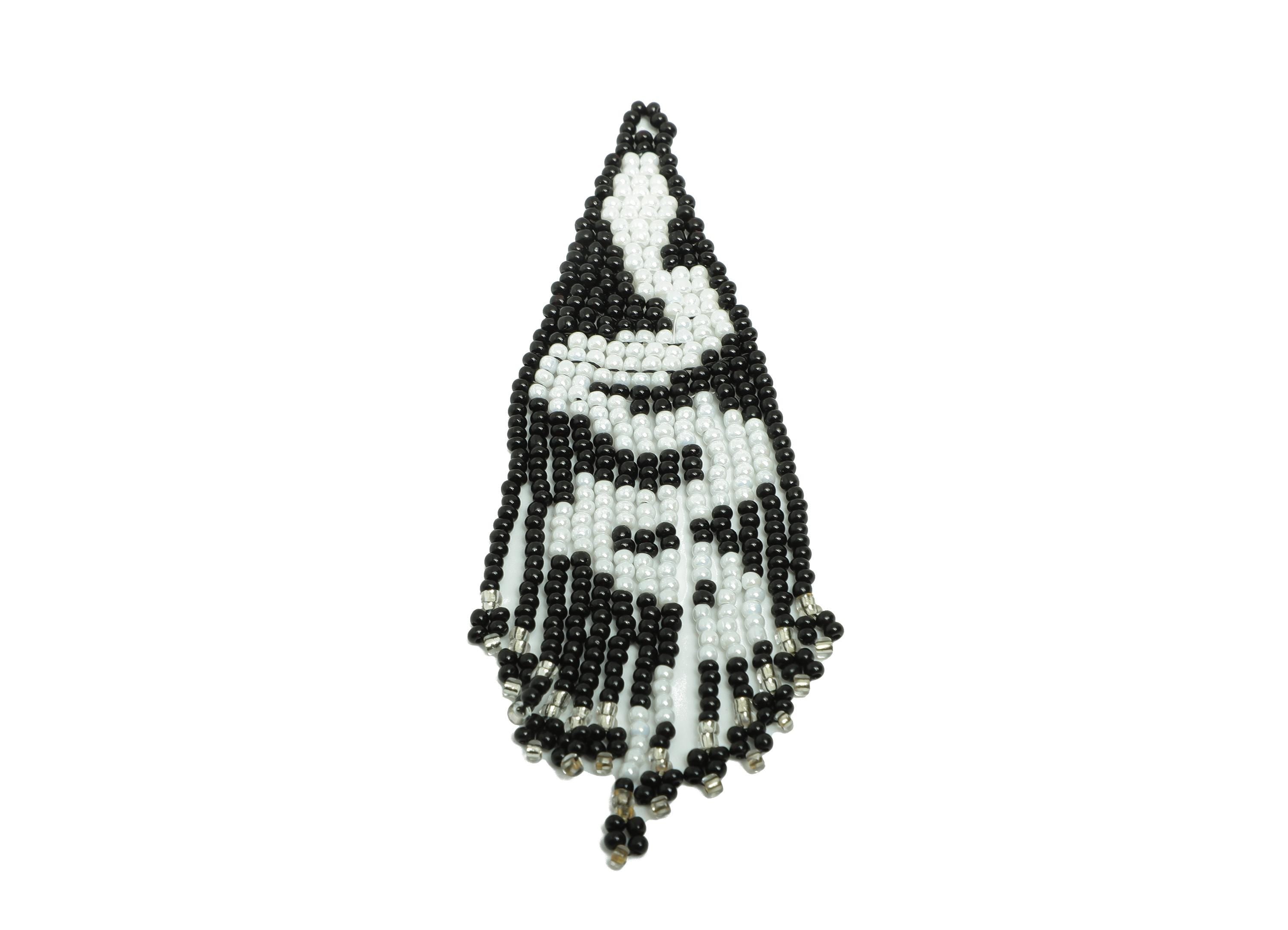 Beaded Snake Tassel Earring Charm - Handmade Glass Beaded Long Fringe Charm - Trendy Boho Jewelry - Jewelry Making - 95x25.9x2mm - TH1087