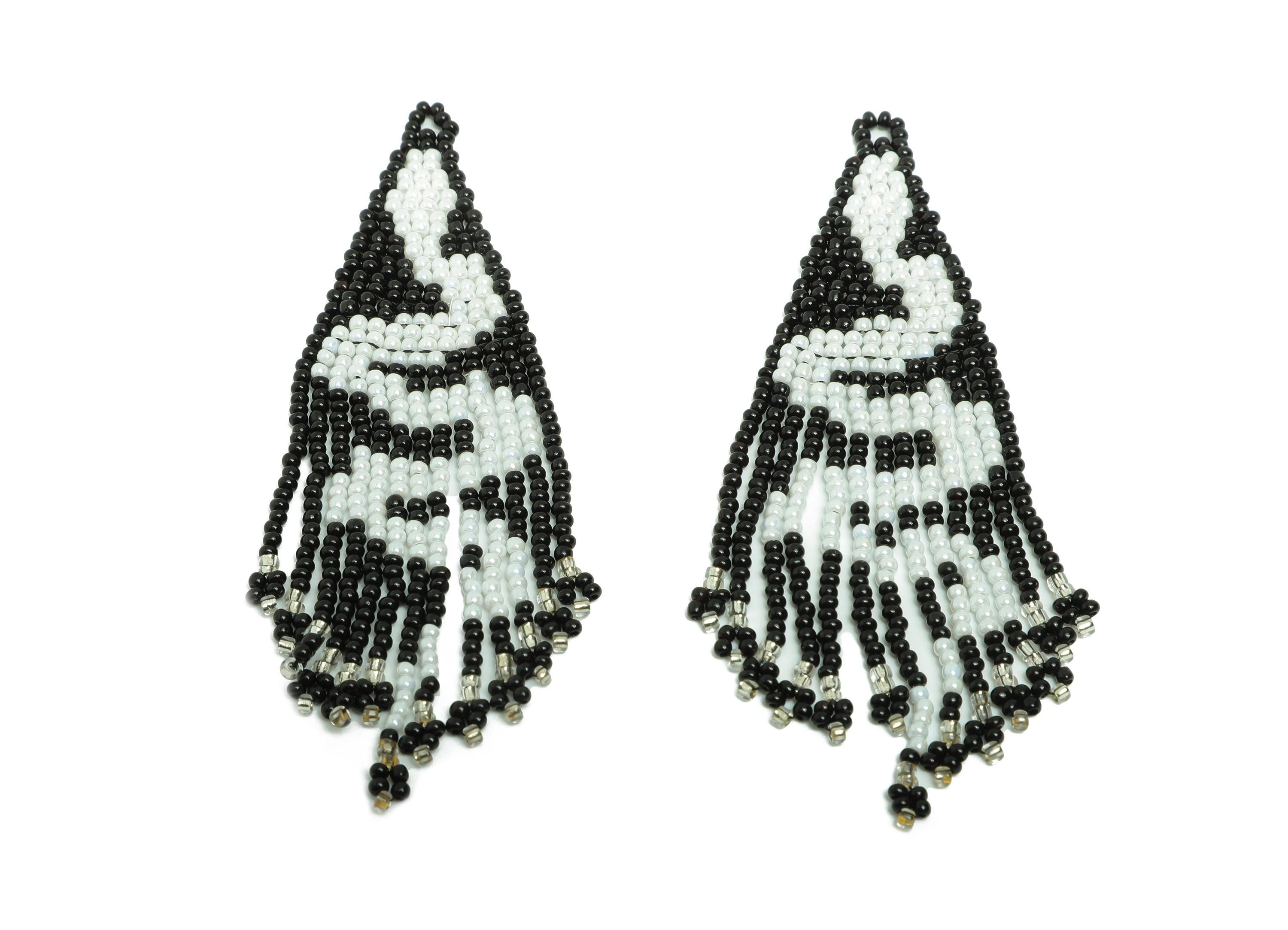 Beaded Snake Tassel Earring Charm - Handmade Glass Beaded Long Fringe Charm - Trendy Boho Jewelry - Jewelry Making - 95x25.9x2mm - TH1087