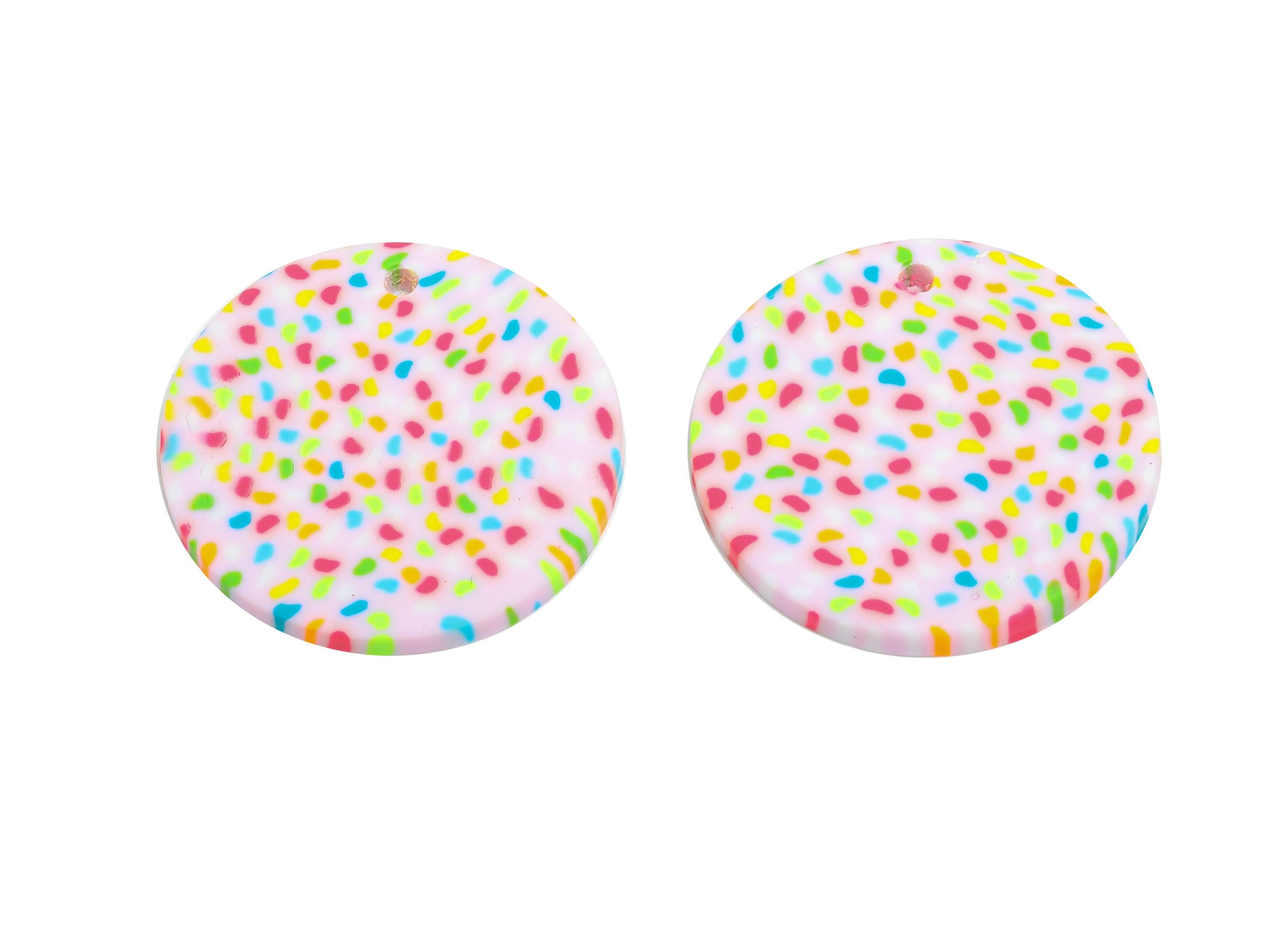 Colorful Sprinkles Polymer Clay Pendant - Vibrant Sprinkle Pattern Pendant Jewelry - Birthday Cake Jewelry Piece - 26x25x2.22mm - PC2357