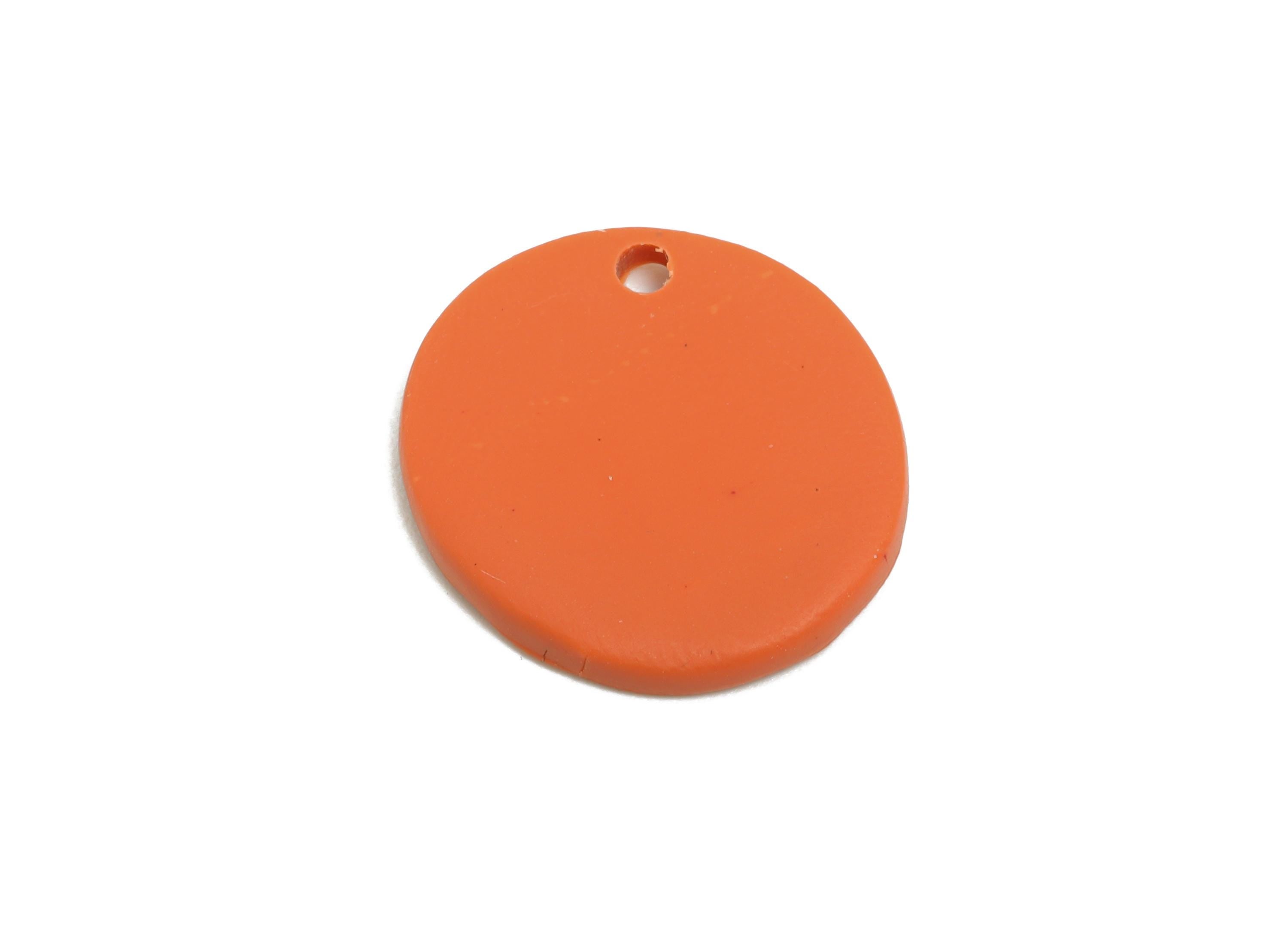 Polymer Clay Round Charms - Handmade Orange Charms - Earring Findings - Bold Geometric Fashion - Whimsical  Polymer Clay - 18x18x2mm-PC2420