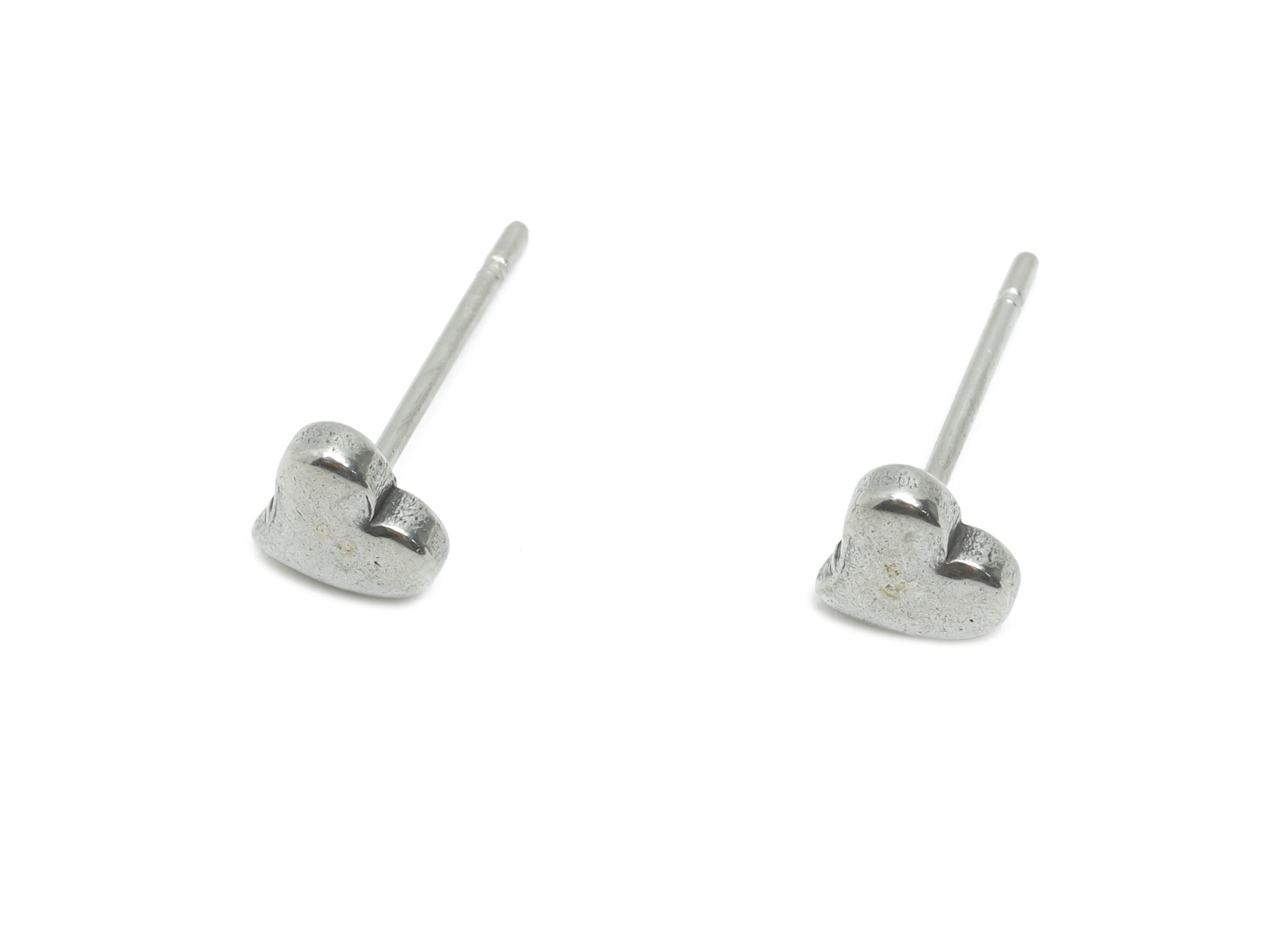 Steel Heart Earring Stud - Minimalist Mini Heart Earring Post - Modern Love Earring Stud - Stainless Steel Jewelry - 5.5x5.79x1.8mm - SS2169 - DOMEDBAZAAR