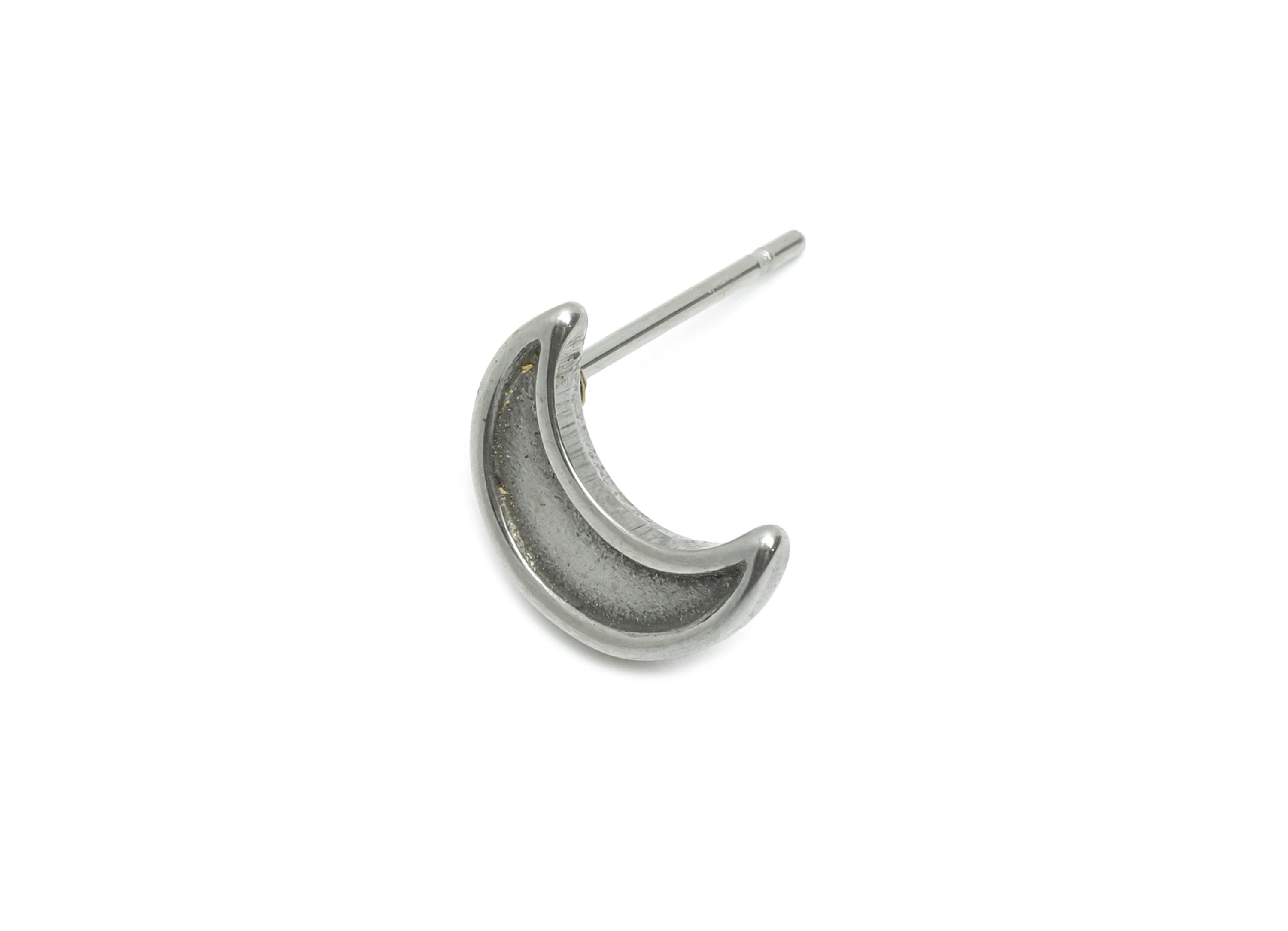 Stainless Steel Crescent Studs - Silver Celestial Moon Earring Post - Simple Moon Earring Stud - Steel Jewelry - 10.66x7.97x1.78mm - SS2151 - DOMEDBAZAAR