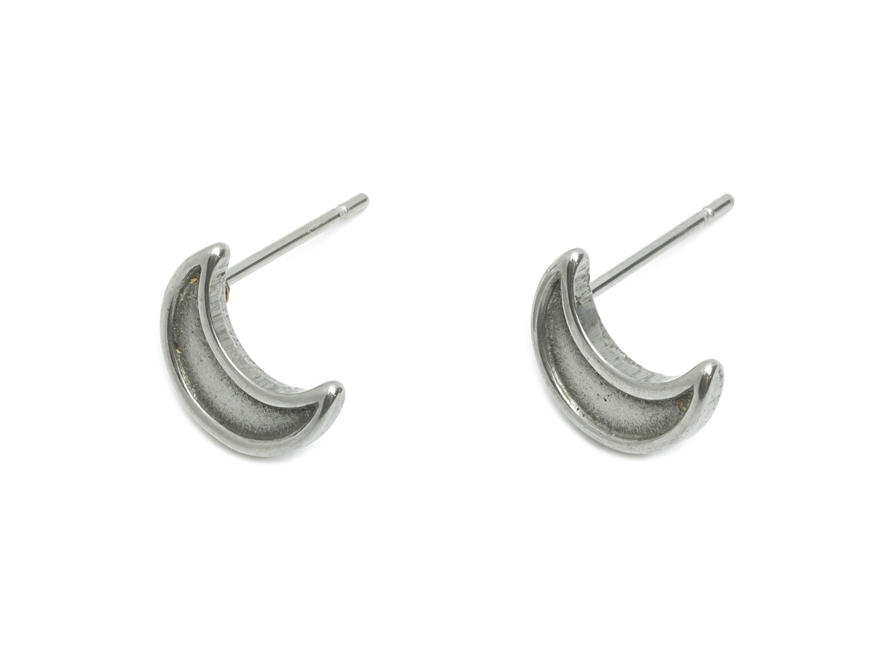 Stainless Steel Crescent Studs - Silver Celestial Moon Earring Post - Simple Moon Earring Stud - Steel Jewelry - 10.66x7.97x1.78mm - SS2151 - DOMEDBAZAAR
