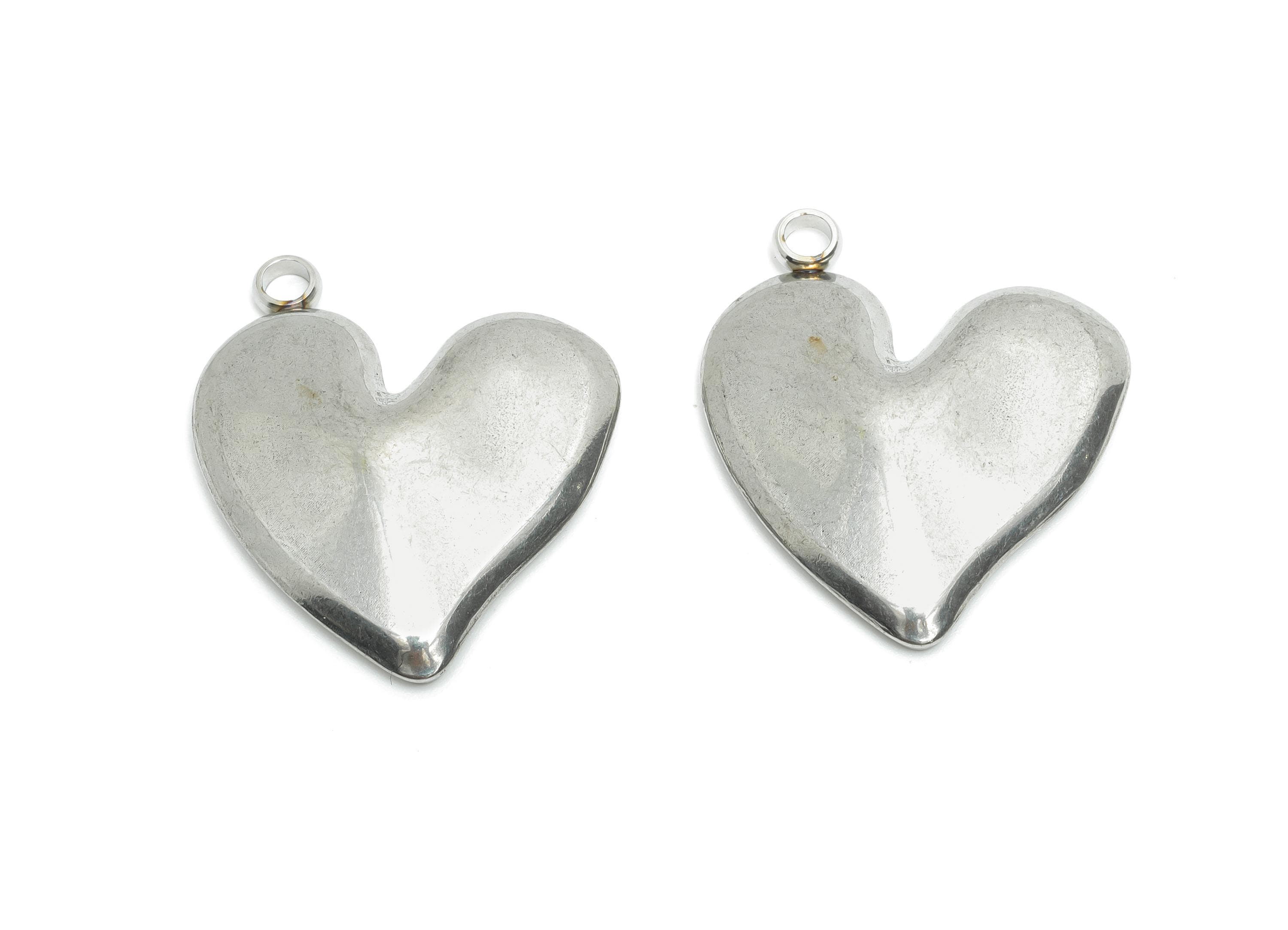 Stainless Steel Heart Pendant - Antique Metal Heart Necklace Pendant - Classic Handmade Jewelry - Steel Finding - 27x22.9x3.99mm - SS2194 - DOMEDBAZAAR