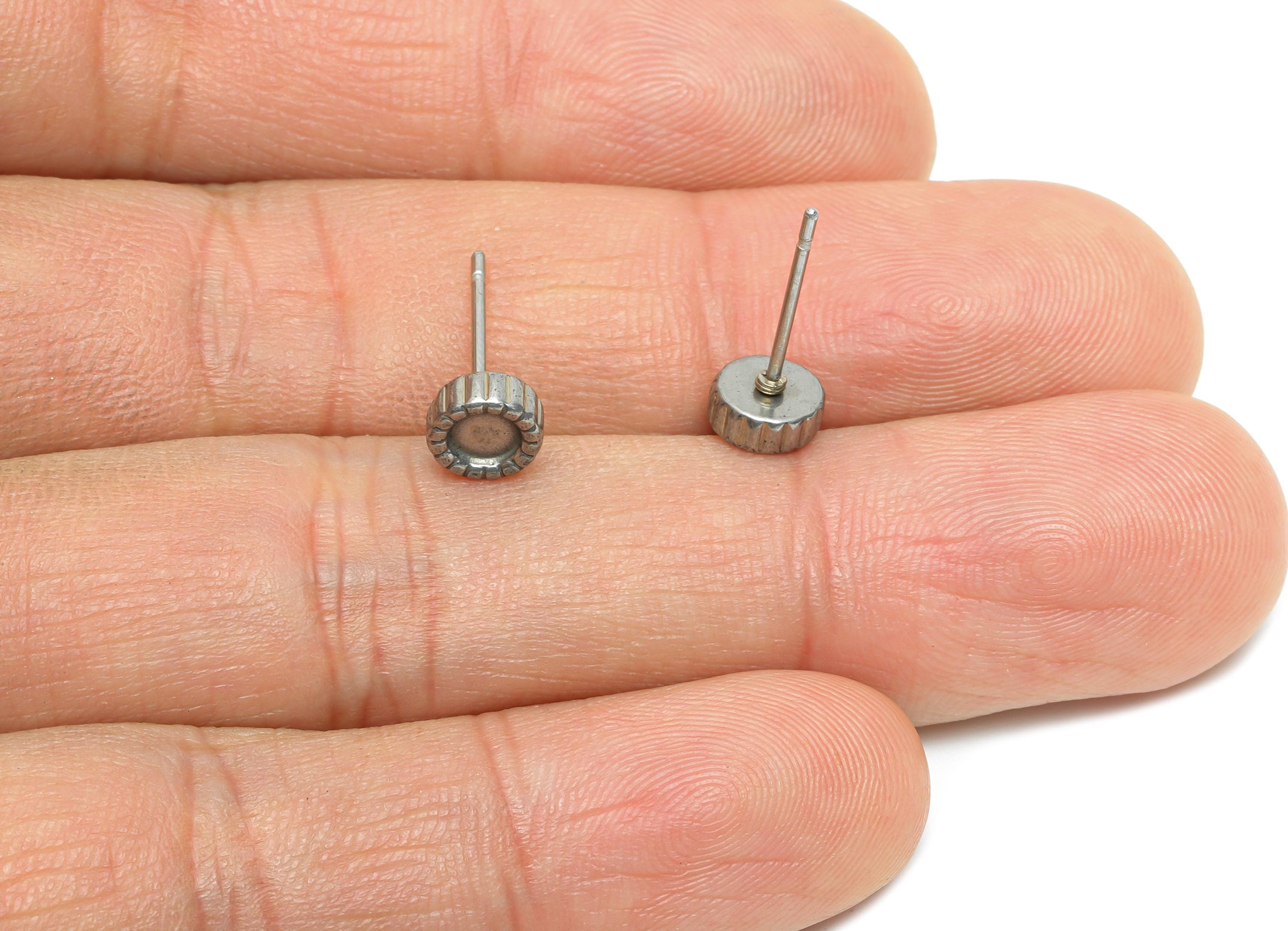 Steel Bezel Stud Earring - Steel Rope Border Earring Post - Blank Bezel for Customization - DIY Resin Earring Setting - 6x6x2.49mm - SS2163 - DOMEDBAZAAR