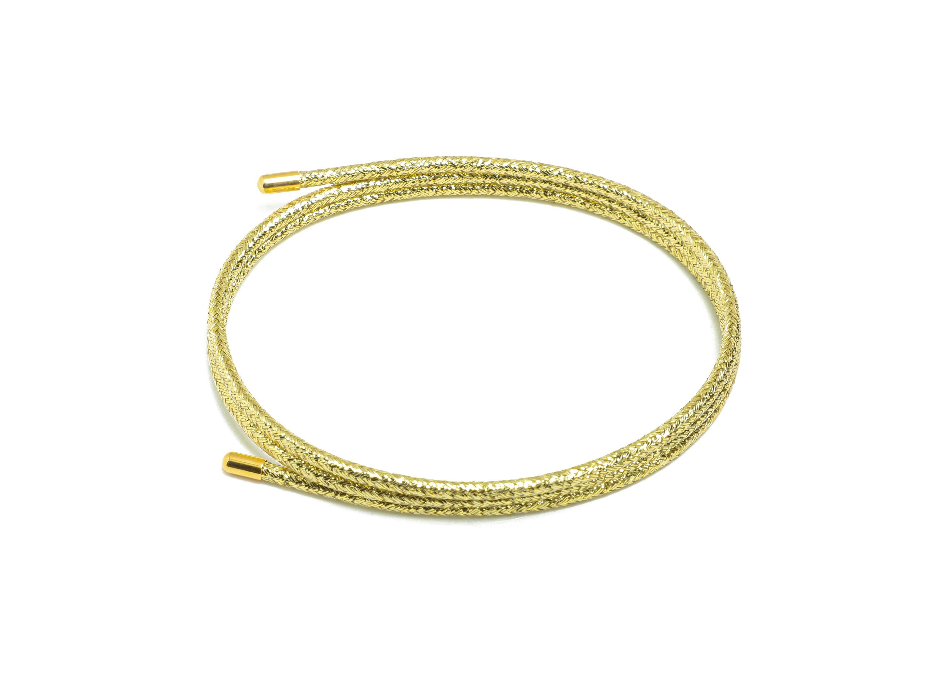52cm Magnetic Rope Bracelet - Brass Adjustable Handmade Magnetic Rope Jewelry - Unisex Gold Magnetic Rope Necklace Making - HM1068I - DOMEDBAZAAR