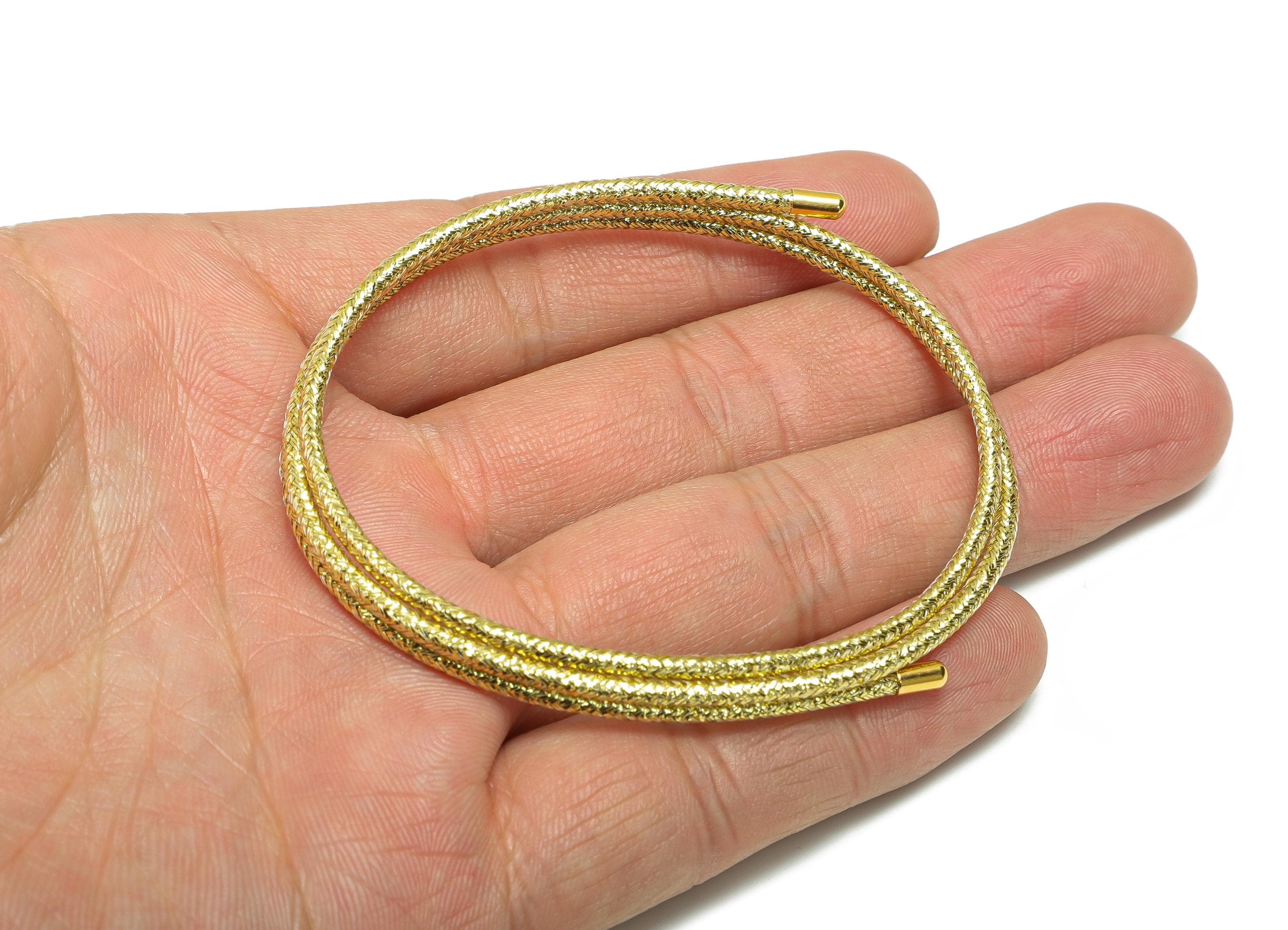 52cm Magnetic Rope Bracelet - Brass Adjustable Handmade Magnetic Rope Jewelry - Unisex Gold Magnetic Rope Necklace Making - HM1068I - DOMEDBAZAAR