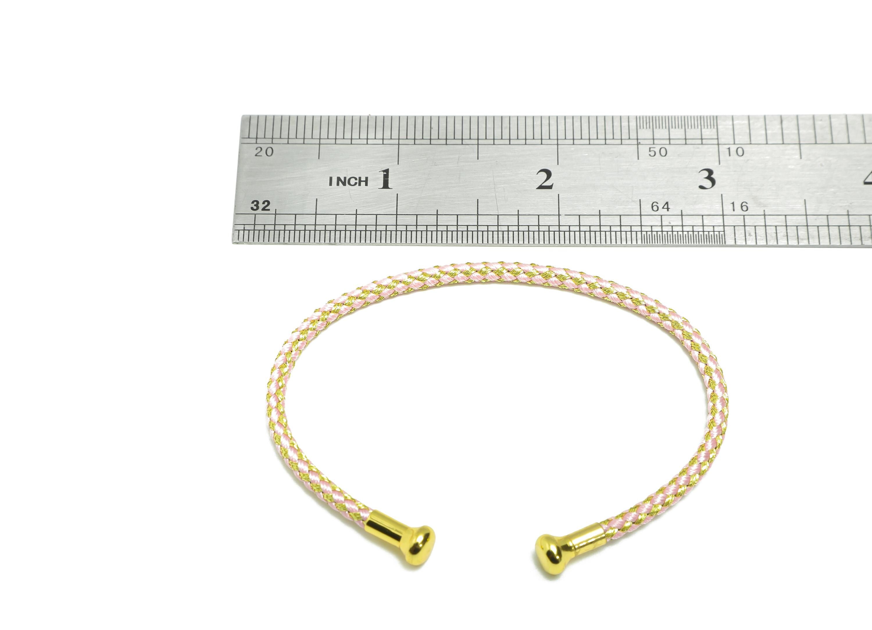 Rainbow Unisex Rope Bracelet - Brass Handmade Open End Rope Bangle - Steel Adjustable Unlockable Screw Bead Bangle - Bracelet Making-HM1069E