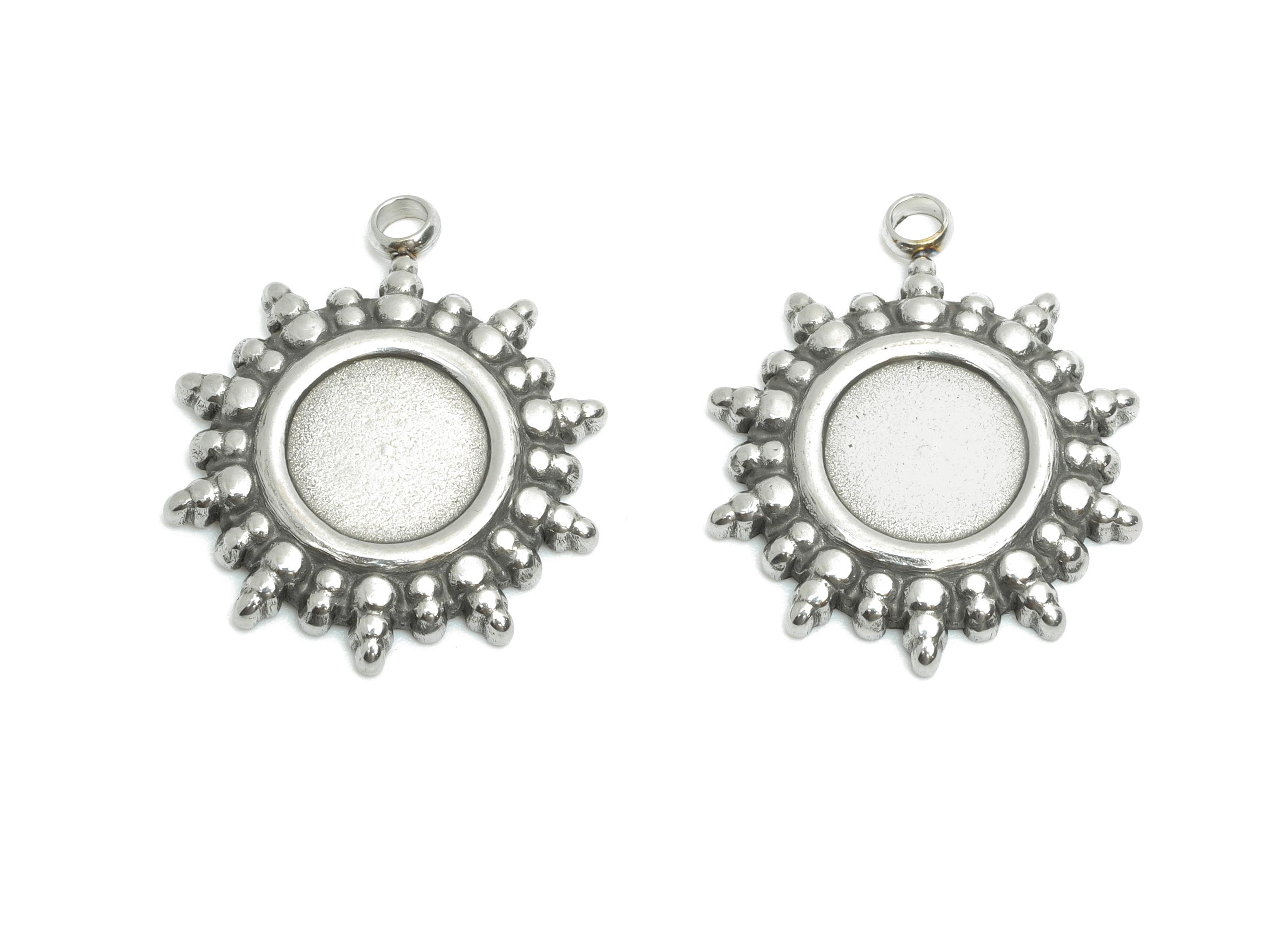 Stainless Steel Sunburst Pendant - Celestial Sun Pendant for Necklace - Antique Sunshine Charm - Steel Jewelry Making - 20.9x18x2mm - SS2195 - DOMEDBAZAAR